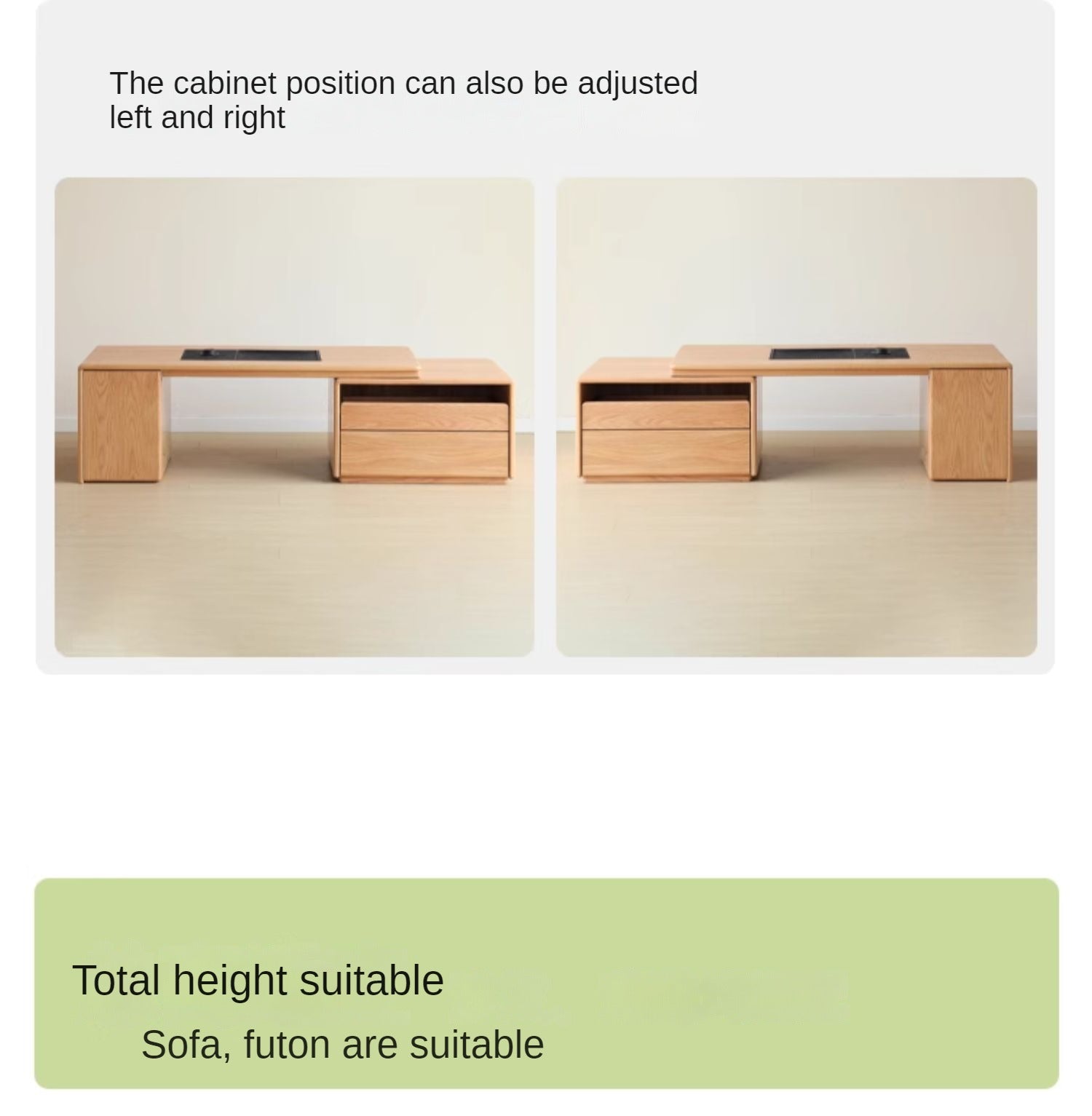 Solid Oak Wood Extendable Modern Coffee Table - Perfect for Living Room, Lounge, and Small Spaces