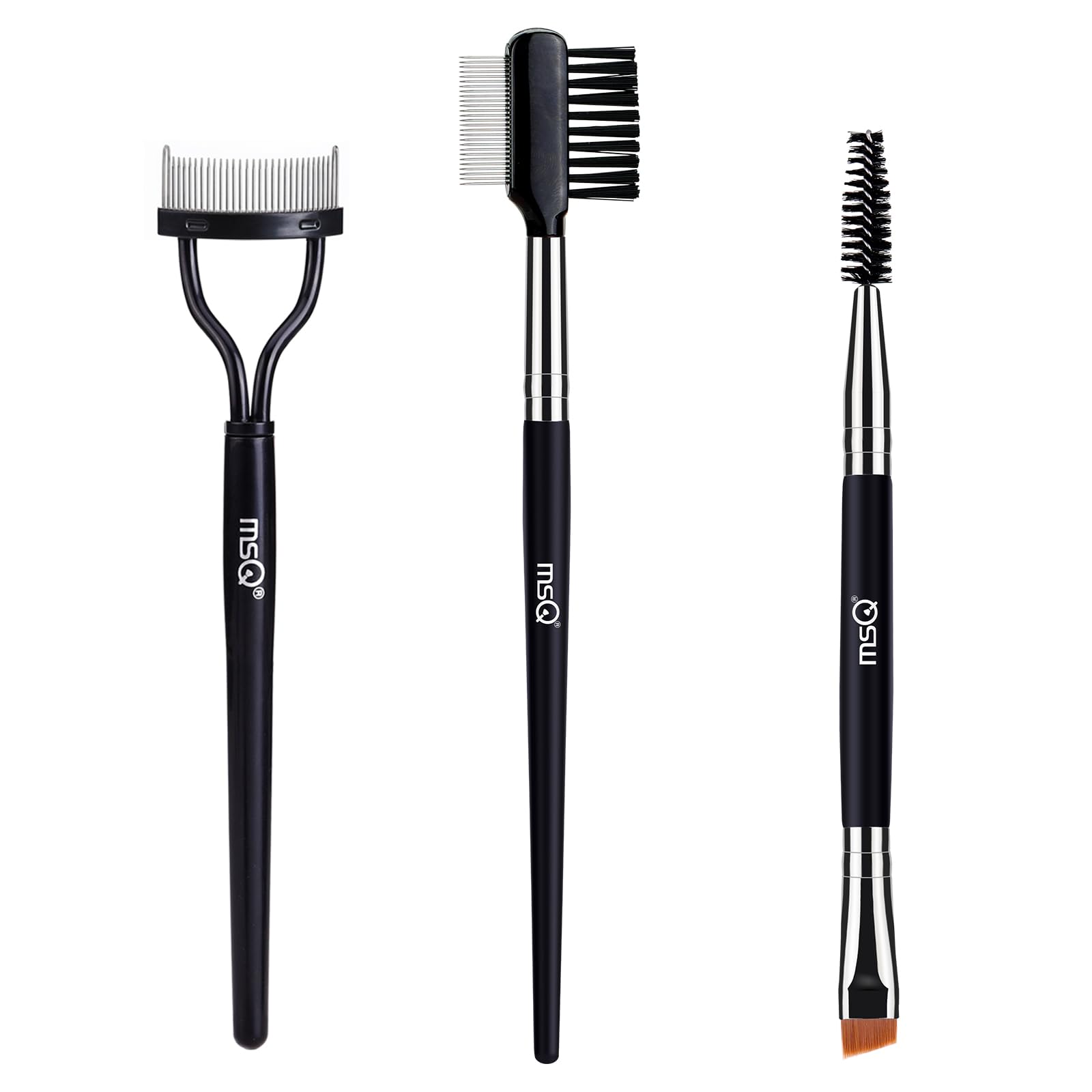 Professional Eyebrow & Eyelash Brush Set - 3PC Eyebrow Comb, Spoolie Brush & Eyelash Separator for Perfect Eye Makeup - Ideal for Mascara Application, Brow Grooming & Lash Styling at Home or Salon