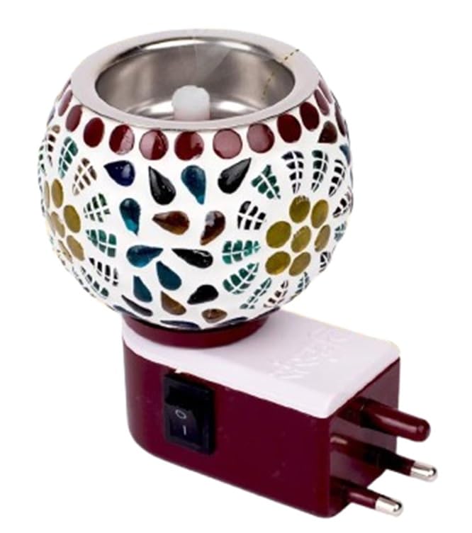 SPOCKY Ceramic Aroma Diffuser & Night Lamp - Essential Oil Burner with Switch (Flower Design) for Home Relaxation