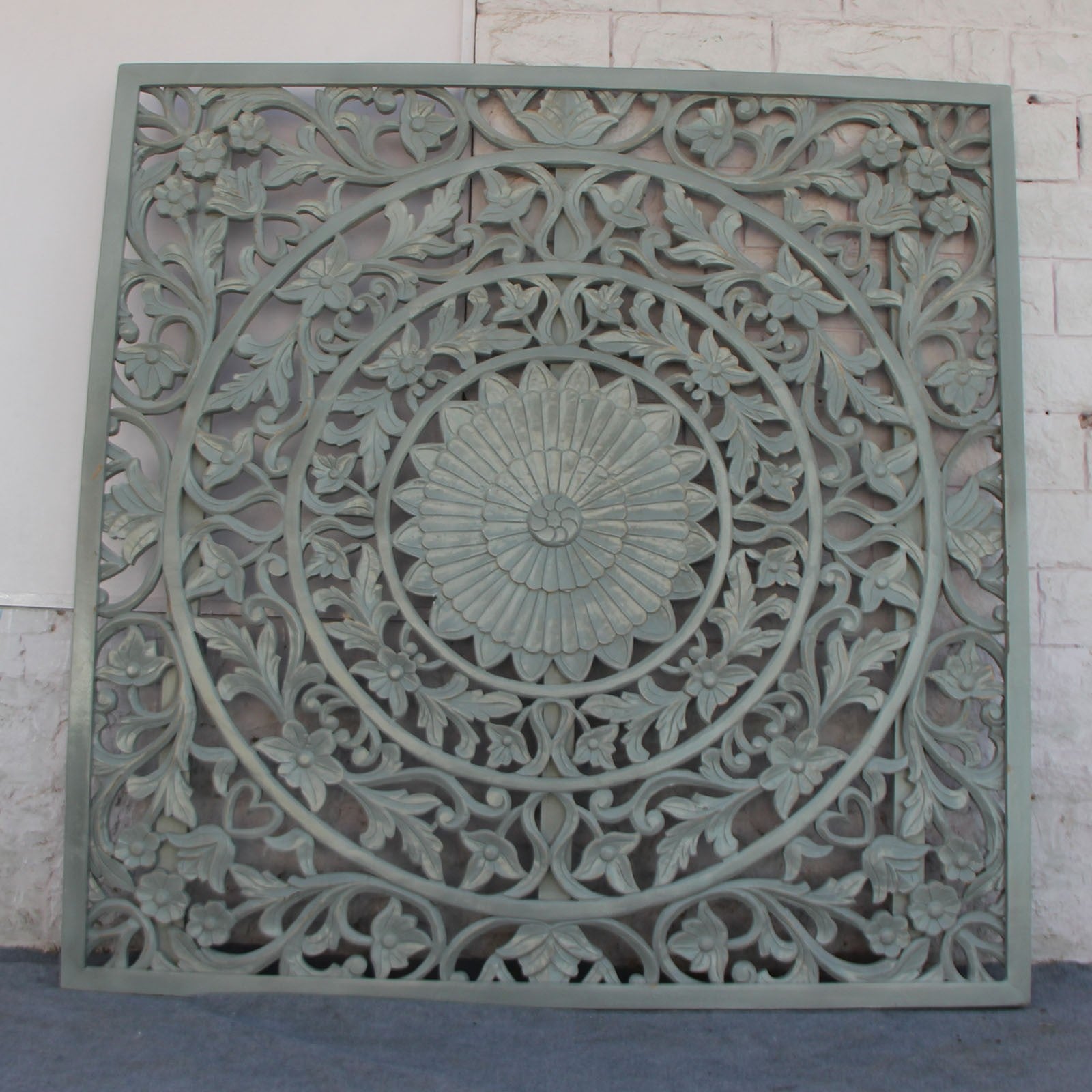 Handcrafted Dynasty Carved Wooden Wall Panel - Sierra Headboard in Elegant Grey | Perfect for Bedroom Decor, Accent Walls & Home Interior Design