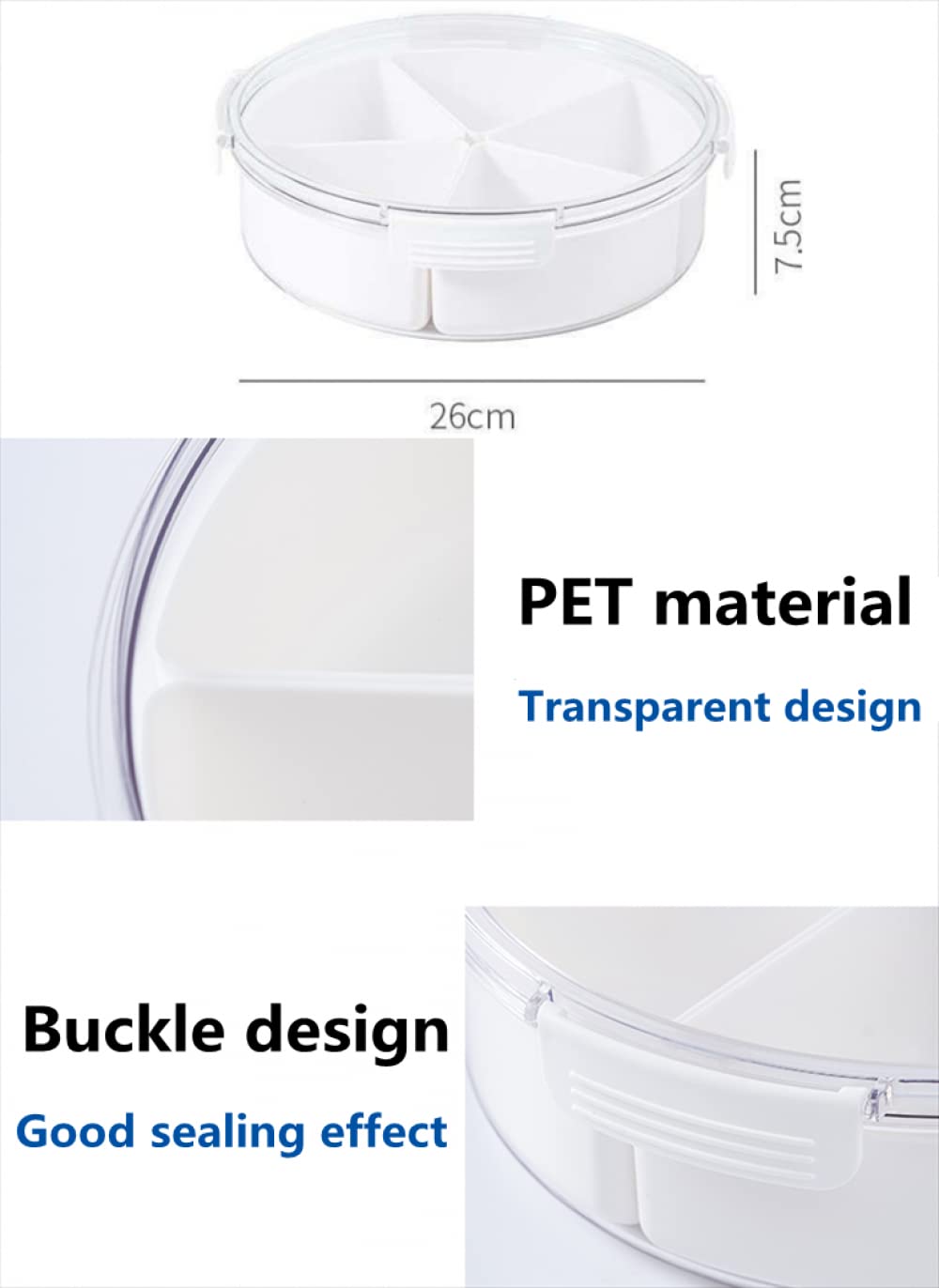 360° Rotating 5-Section Snack Candy Nut Bowl with Airtight Lid - Perfect for Dried Fruits, Nuts, Chocolates, Party Snacks & Dessert Serving Tray - Ideal for Home, Office, Parties & Entertaining