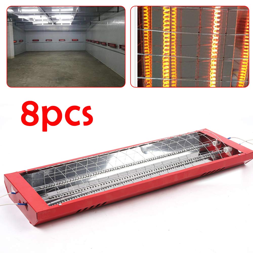 TFCFL 2KW Infrared Paint Curing Lamp - 8 Set Hardwired Spray Booth Heater for Auto Body Repair (110V) | Fast Drying Car Paint, Industrial Baking & Professional Automotive Refinishing Solutions