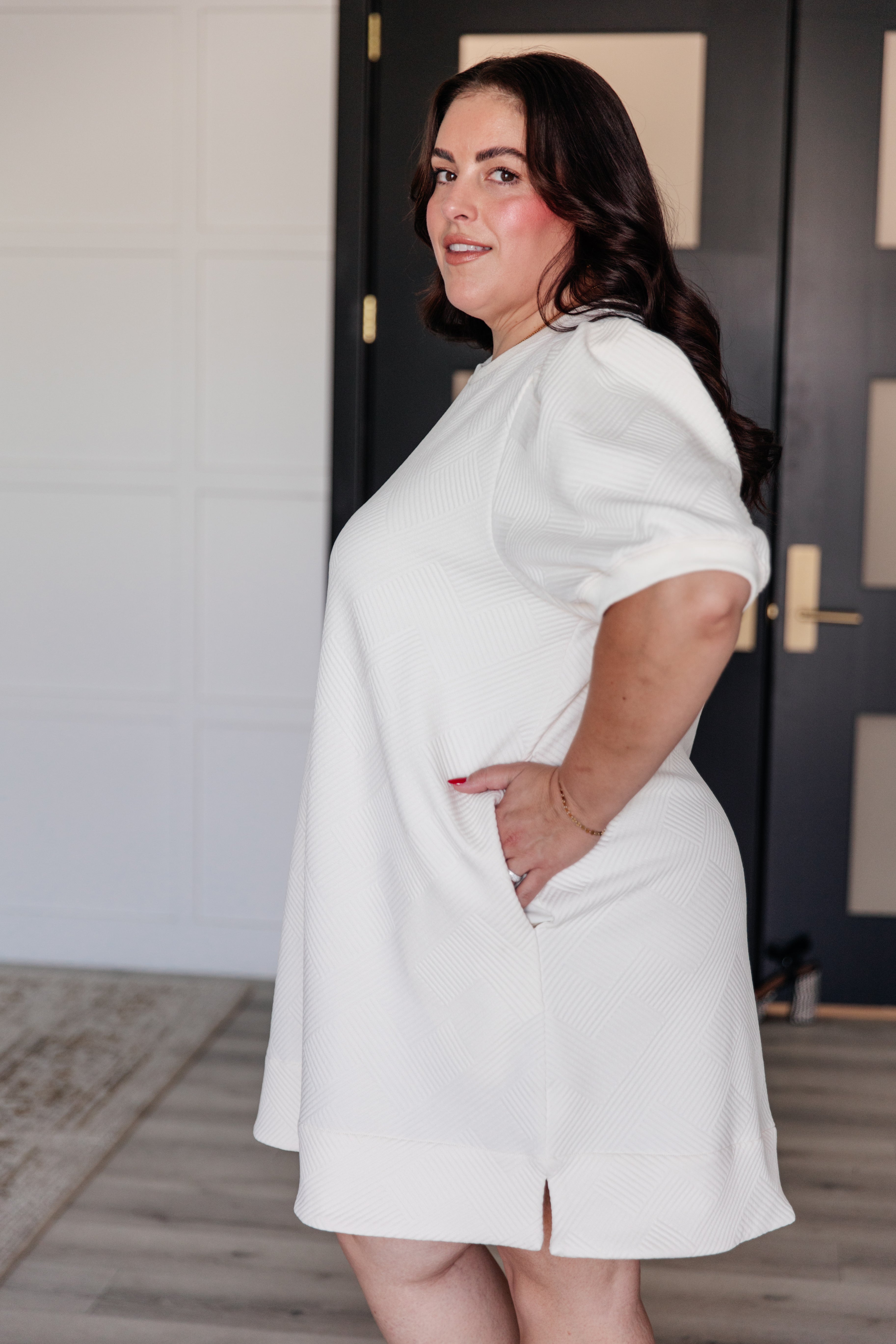 Across Town Puff Sleeve Quilted Dress for Women - Elegant Winter Fashion with Cozy Quilted Design | Perfect for Holiday Parties, Date Nights & Office Wear