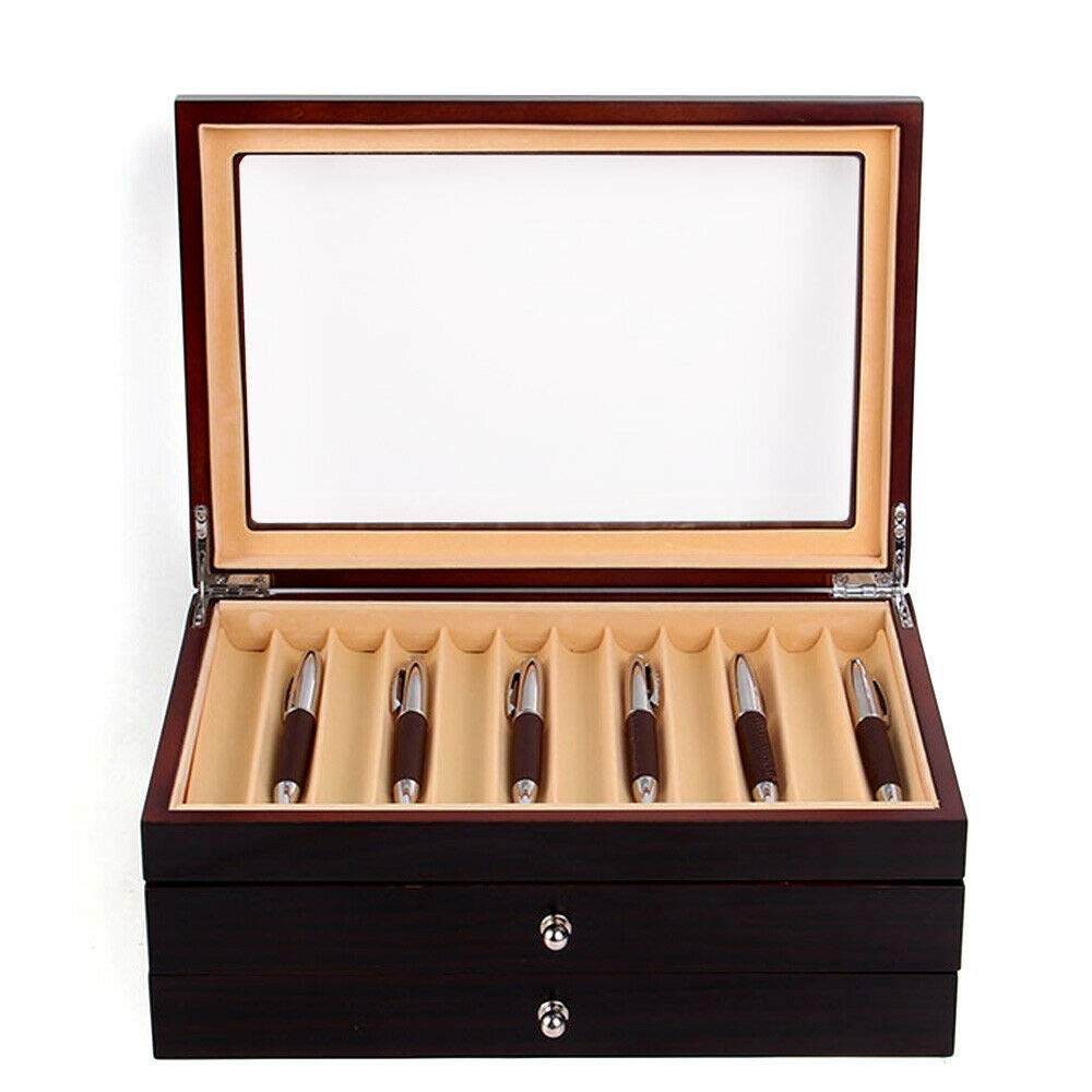 Premium 3-Layer 34-Slot Wooden Fountain Pen Display Case - Luxury Collector Storage Organizer Box for Pens - Perfect Christmas & Thanksgiving Gift for Writers & Collectors (Ideal for Home Office, Gift Giving & Pen Enthusiast Collections)