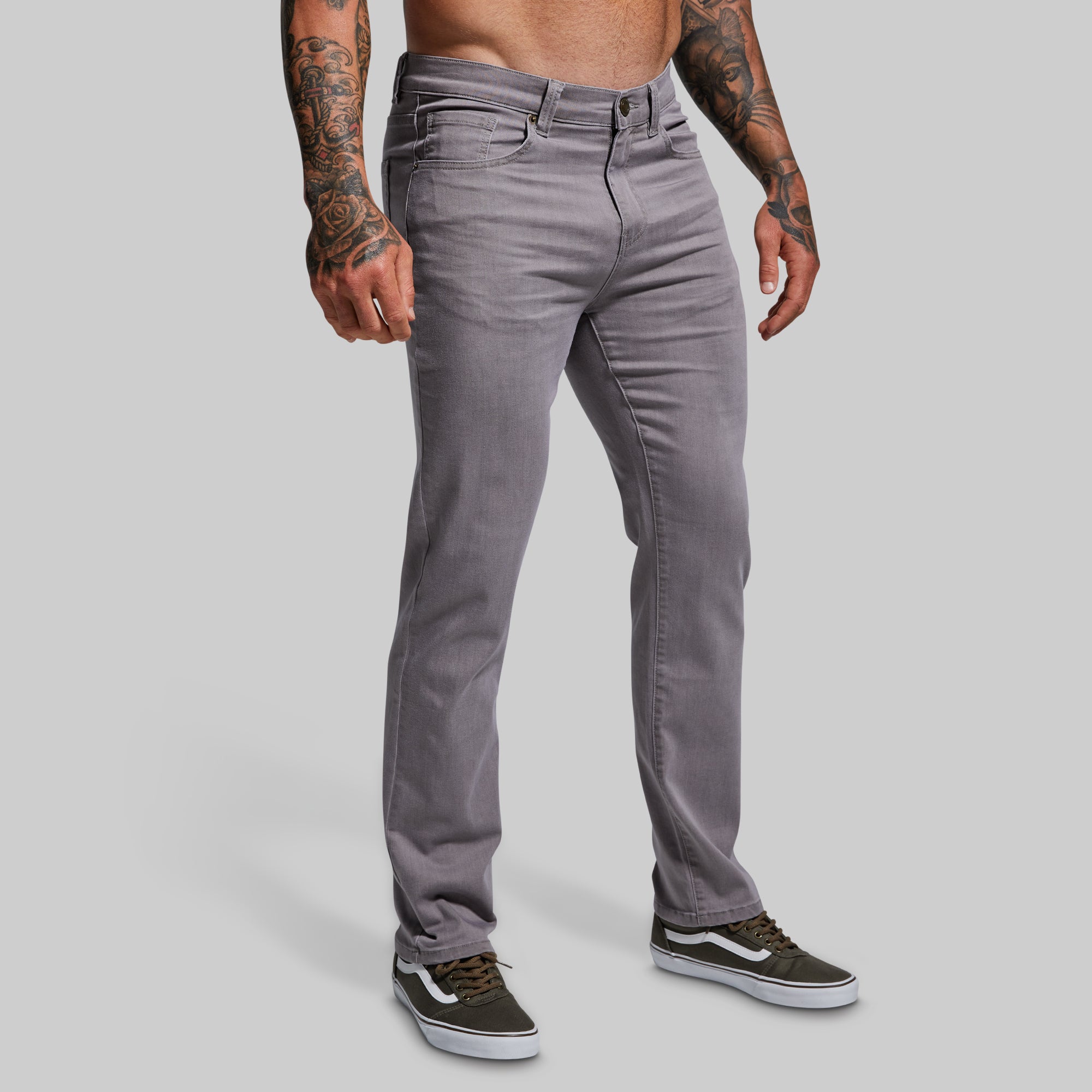 Stretchy Athletic Fit Jeans for Women - Comfortable Flex Denim Pants (Grey) - Perfect for Yoga, Workouts & Casual Wear
