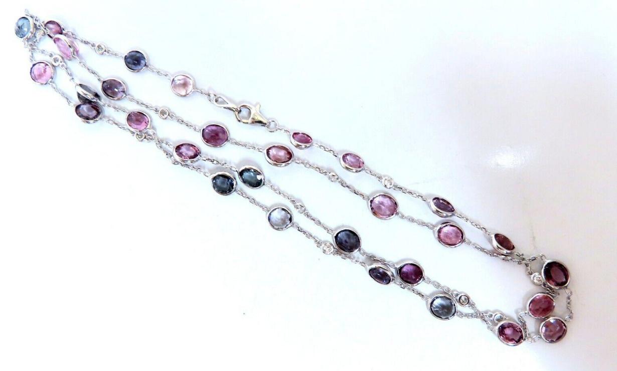 25.10ct Multi-Colored Natural Spinel Diamond Tennis Necklace in 14K Gold - Elegant Jewelry for Weddings, Parties & Special Occasions (Ref 12307)