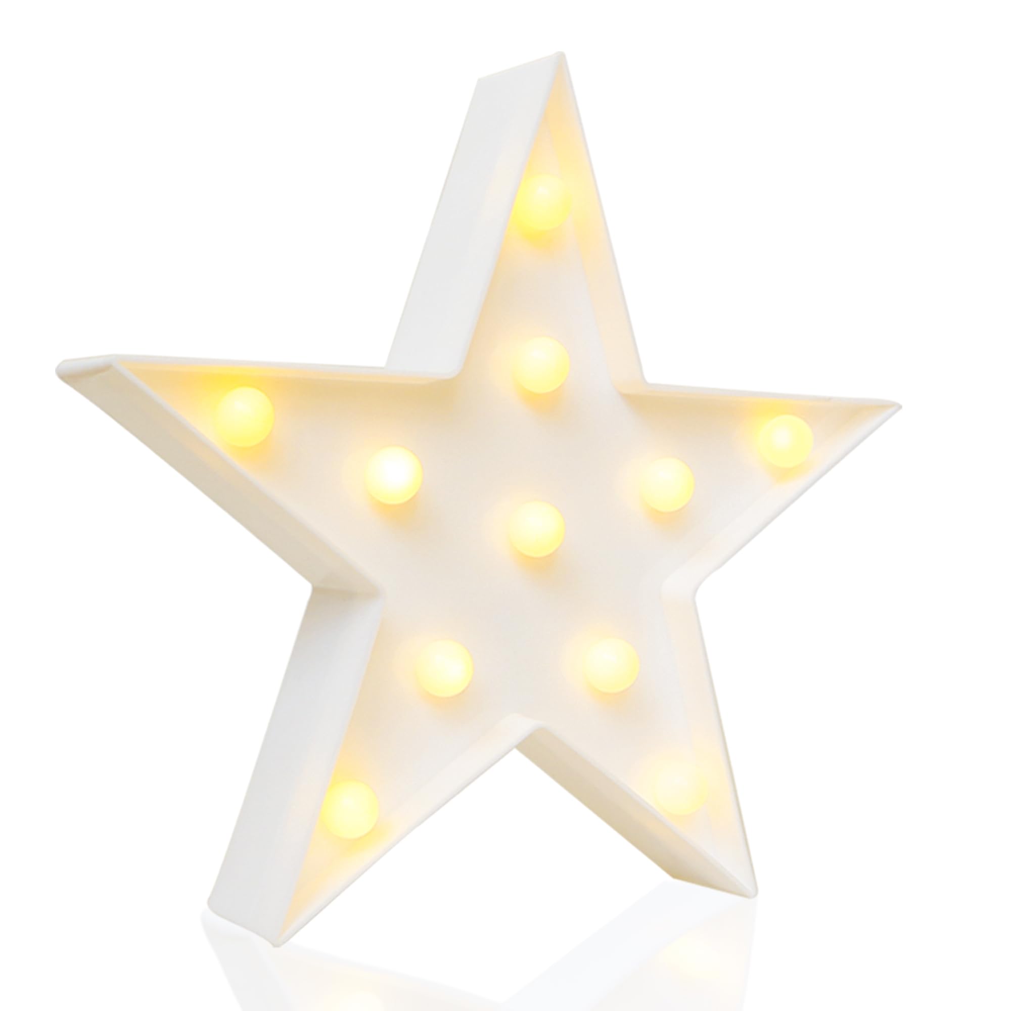 10 Inch Warm White LED Star Marquee Sign Light - Battery Powered Novelty Decor for Living Room, Bedroom, Birthday & Christmas - Perfect for Kids and Adults Home Party Decorations