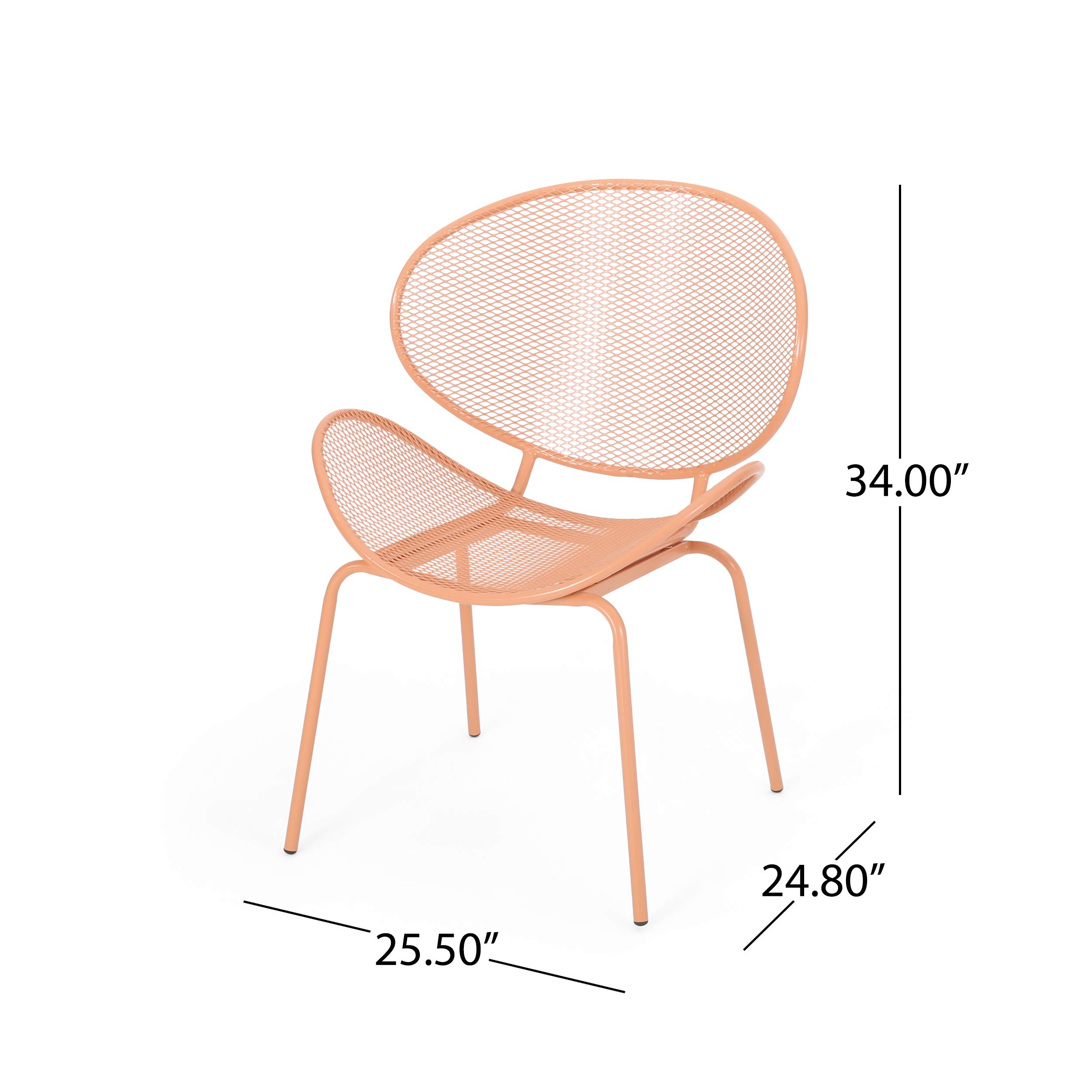 GDF Studio Outdoor Dining Chairs (Set of 2) - Matte Orange Patio Furniture for Backyard, Garden, Poolside & Balcony - Weather-Resistant Stackable Chairs for Outdoor Entertaining