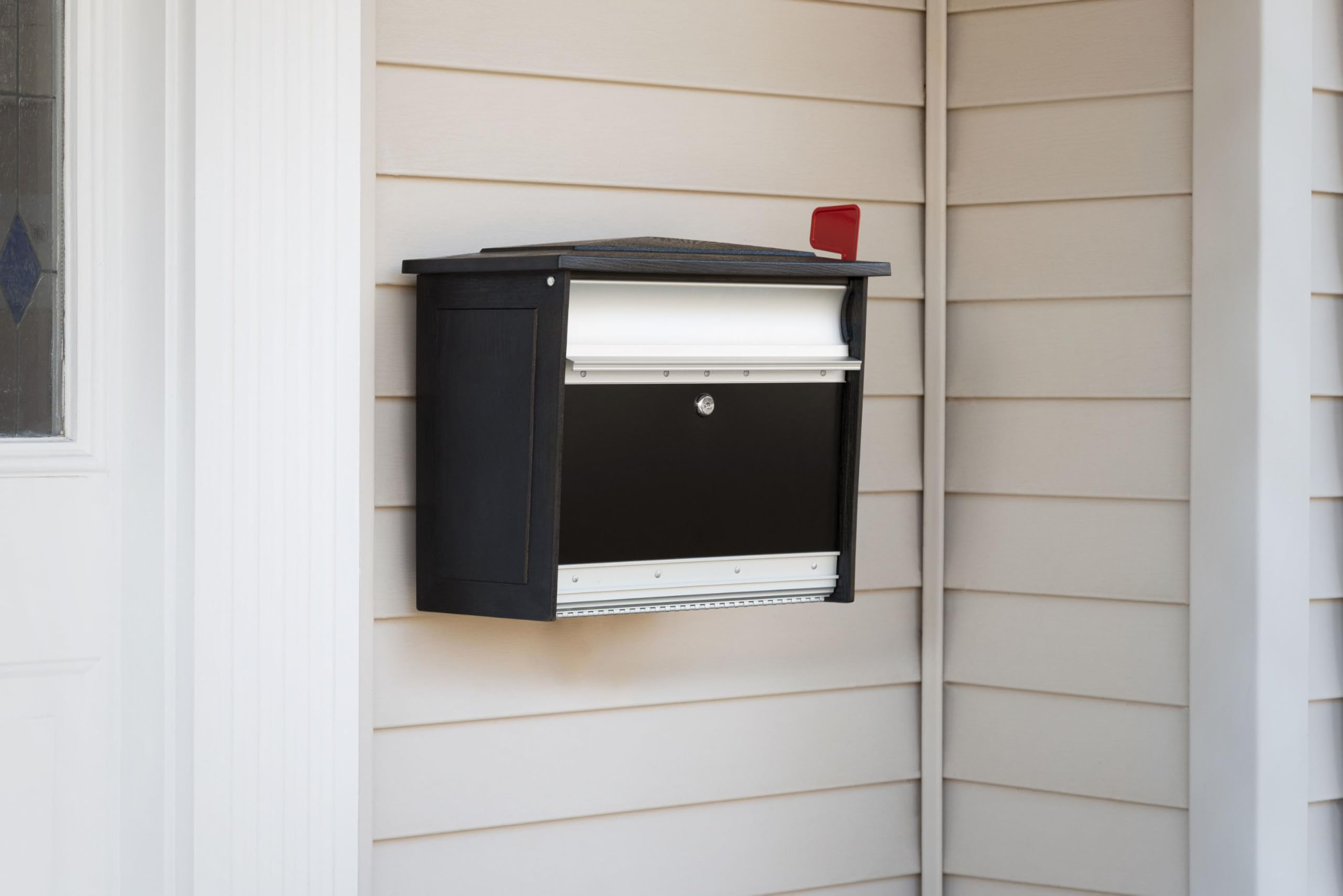 Locking Wall Mount Mailbox - Aluminum Black Medium Capacity Mailbox for Secure Mail Delivery | Weatherproof & Anti-Theft Design | Perfect for Homes, Apartments & Offices (MSK00BAM)