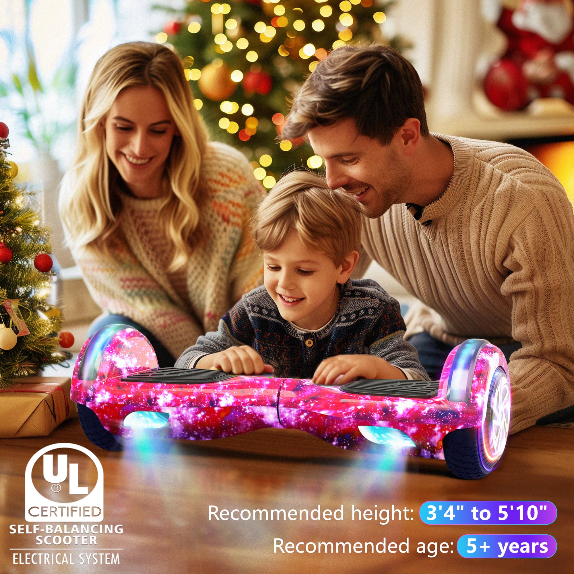 SISIGAD Hoverboard for Kids Ages 6-12 - Bluetooth Speaker & 6.5