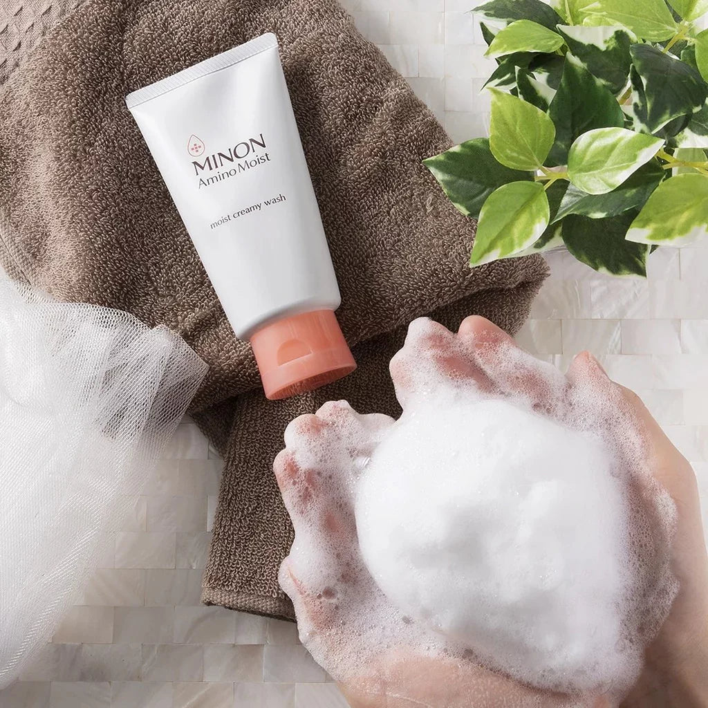 Minon Amino Moist Creamy Wash Cleansing Foam 100g - Gentle Face Wash for Sensitive Skin, Hydrating & Soothing Facial Cleanser - Perfect for Daily Skincare Routine & Post-Makeup Removal