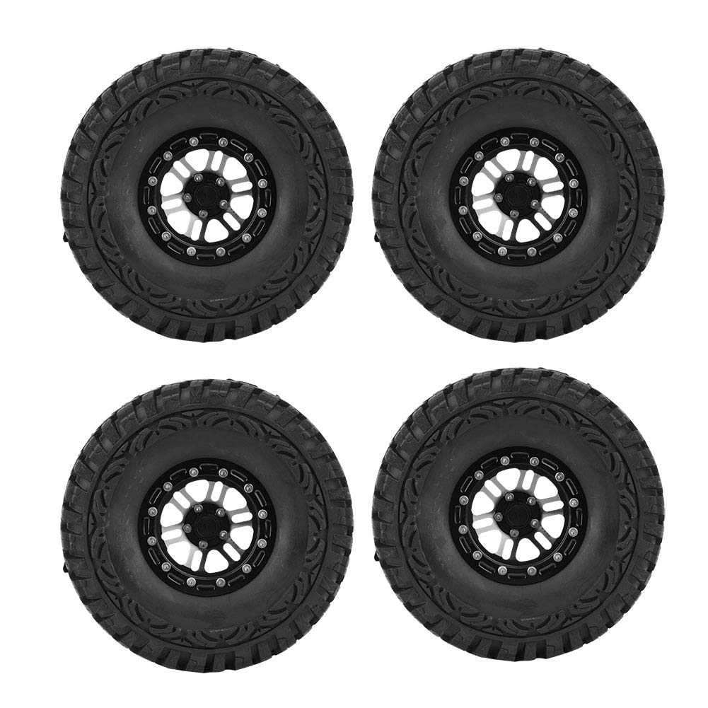 Dilwe 1:10 RC Car Tires - 4Pcs Rubber Tires with Metal Hubs for Crawler Cars - Off-Road Adventure