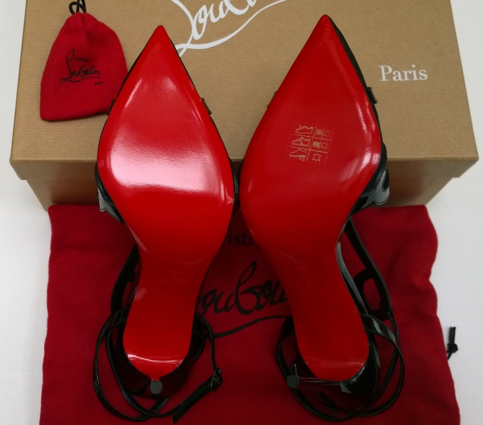 Christian Louboutin Double L 100 Black Patent Leather Mesh High Heels Pumps - Perfect for Evening Parties, Weddings & Special Occasions