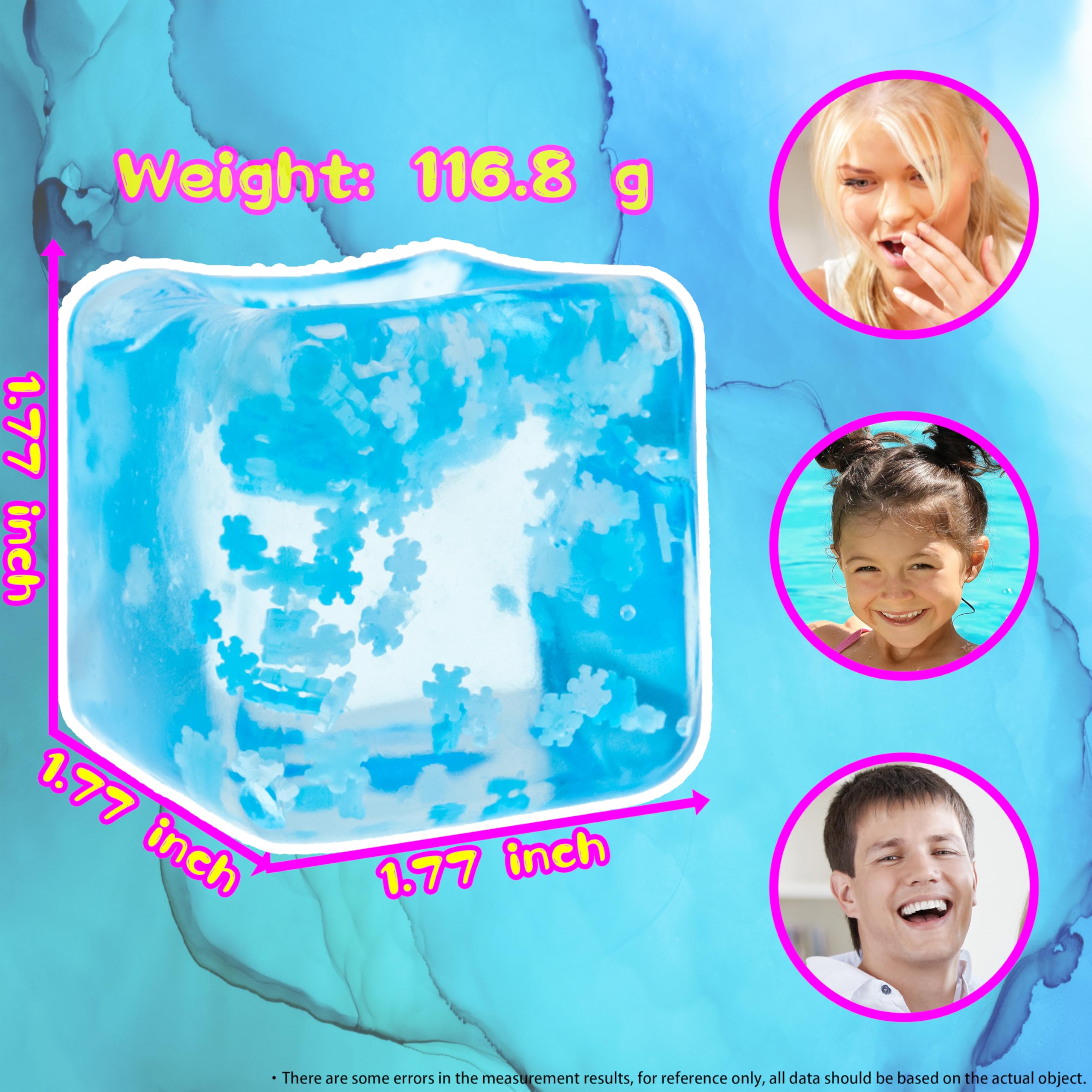 TPR Transparent Ice Cube Squishy Toys - Stress Relief Fidget Toys for Adults & Kids, Mini Mochi Squishies Sensory Toys for Anxiety, Party Favors, Classroom Rewards & Office Desk Decor (6-Pack)