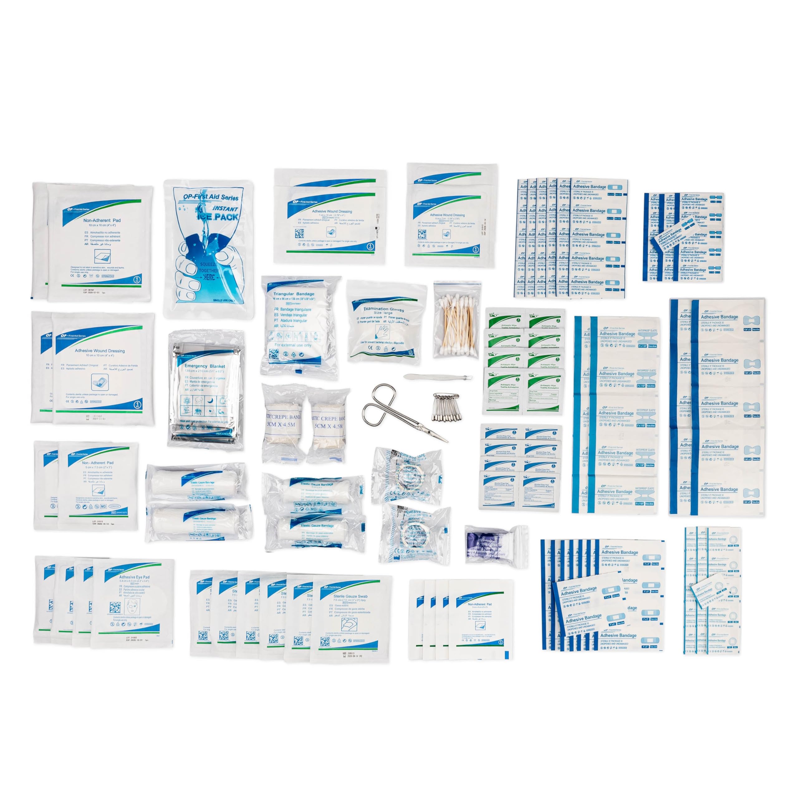 200-Piece First Aid Kit Refill - Extra Replacement Supplies & Restock Pack for Emergency, Travel, Home, and Workplace Safety