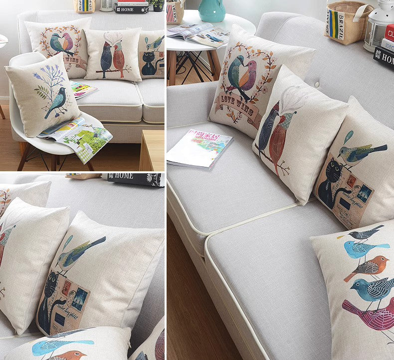 Large Decorative Pillow Covers for Sofa & Couch - Love Birds & Singing Birds Throw Pillows for Living Room & Children's Bedroom - Perfect for Home Decor & Cozy Comfort