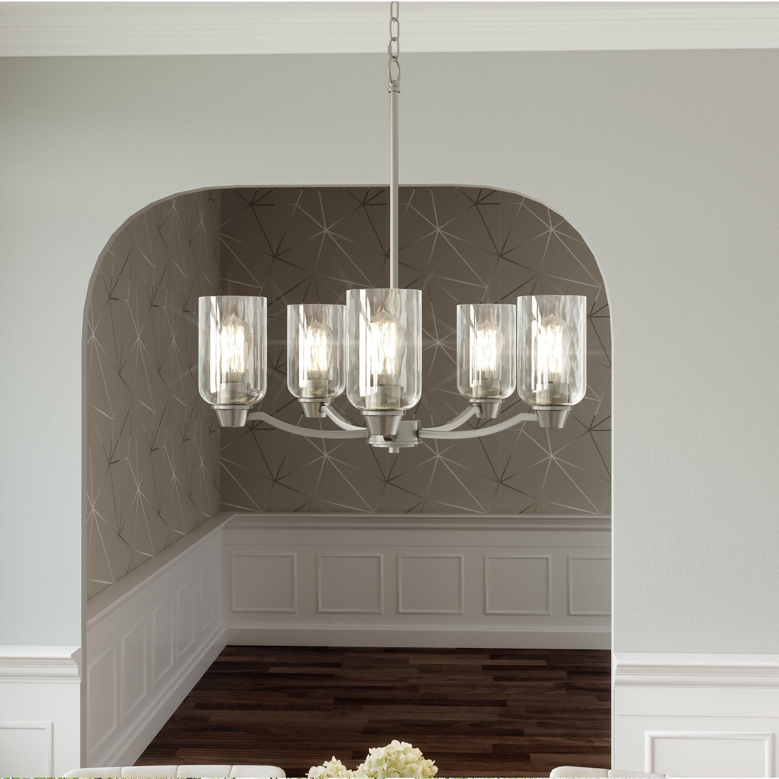 Quoizel ACA5024BN 5-Light Acacia Transitional Clear Water Glass Chandelier - 24
