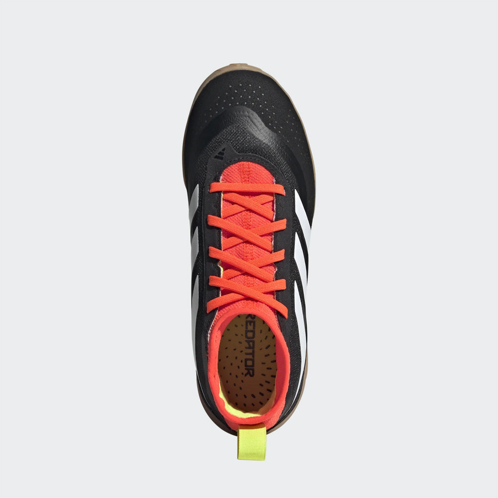 Adidas Predator League Junior Indoor Football Shoes - Black/White/Solar Red - Kids Soccer Cleats for Indoor Training & Matches