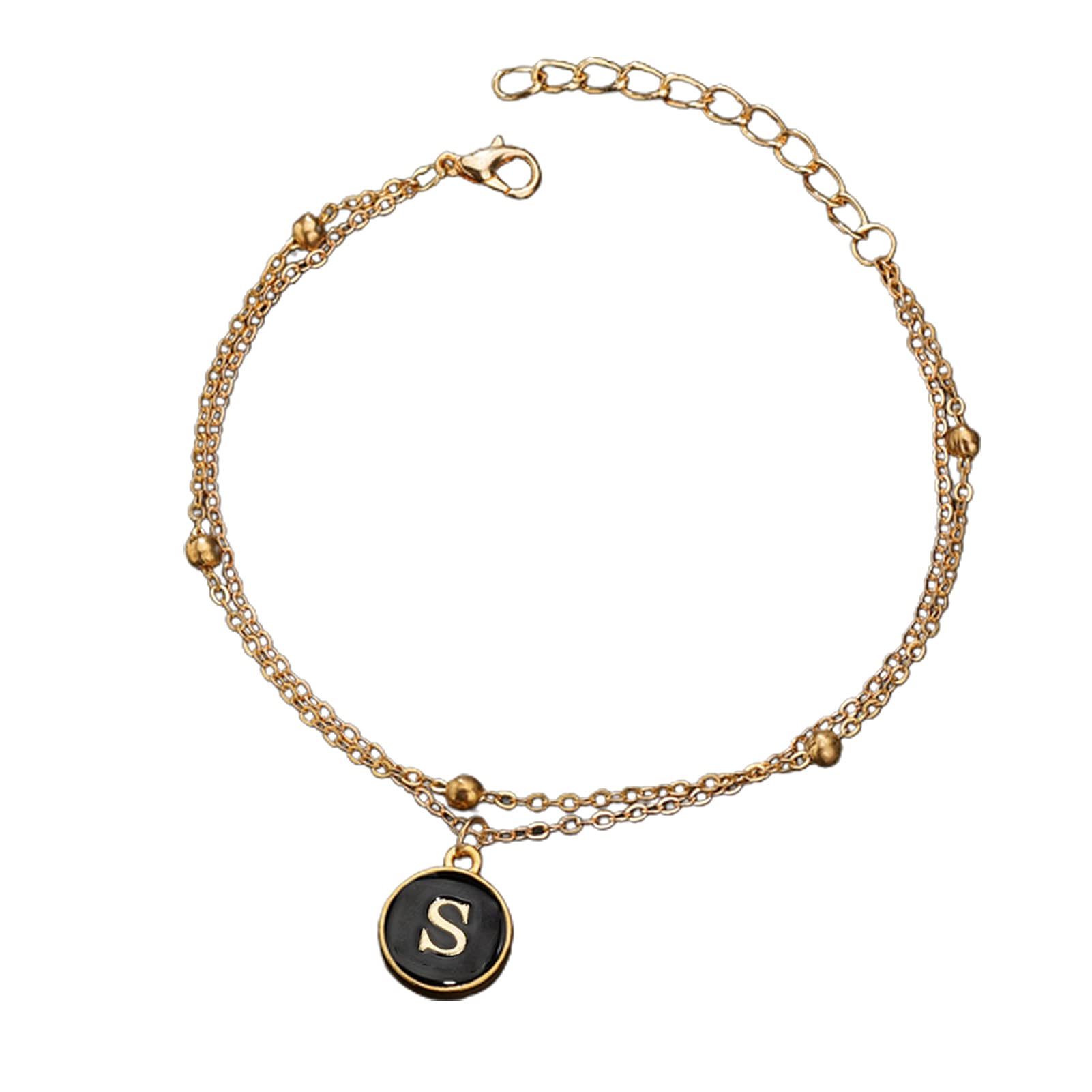 Exquisite Double Layer Letter Pendant Engagement Necklace for Women - Elegant S Initial Chain Bracelet Jewelry Accessory | Perfect for Daily Wear, Anniversary Gifts & Special Occasions