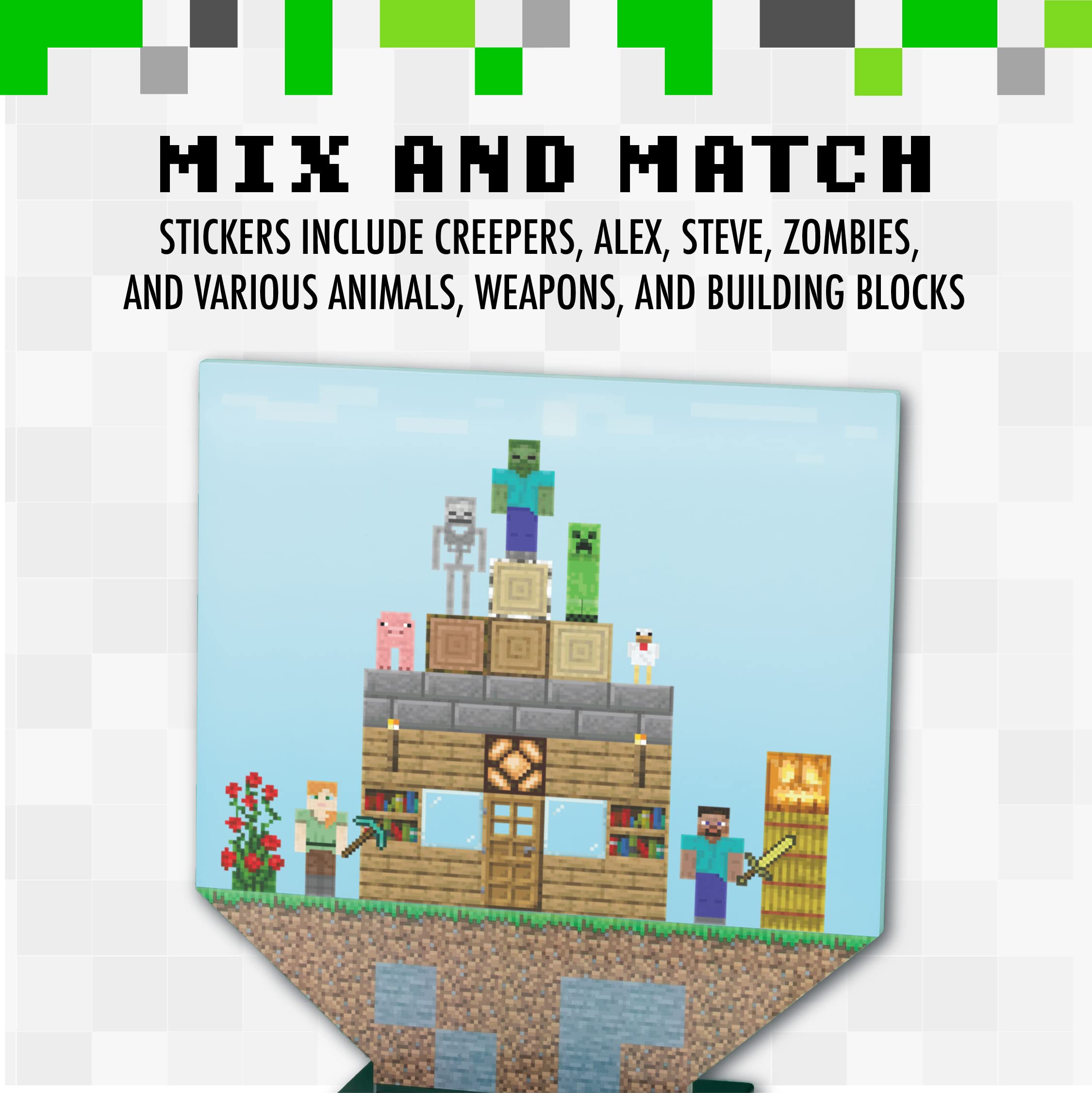 Minecraft Build a Level Light - Customizable Desk Lamp with 140+ Stickers for Kids & Gamers - Perfect for Bedroom, Gaming Room & Study Desk Decor