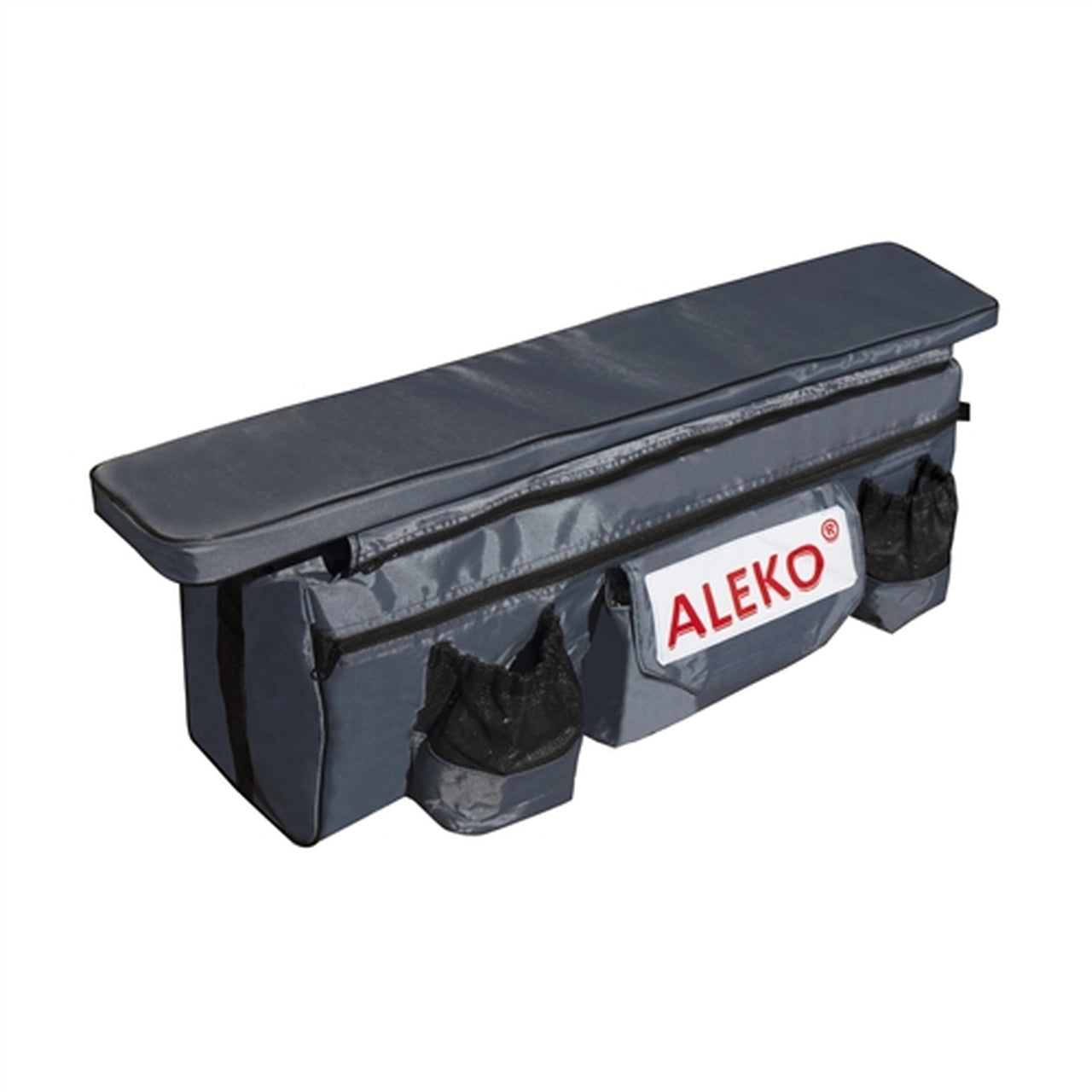 Aleko Waterproof Inflatable Boat Seat Cushion with Storage Pockets & Under Seat Bag - 41x9 Inches Dark Gray - Comfortable for Fishing, Kayaking, and Boating Adventures