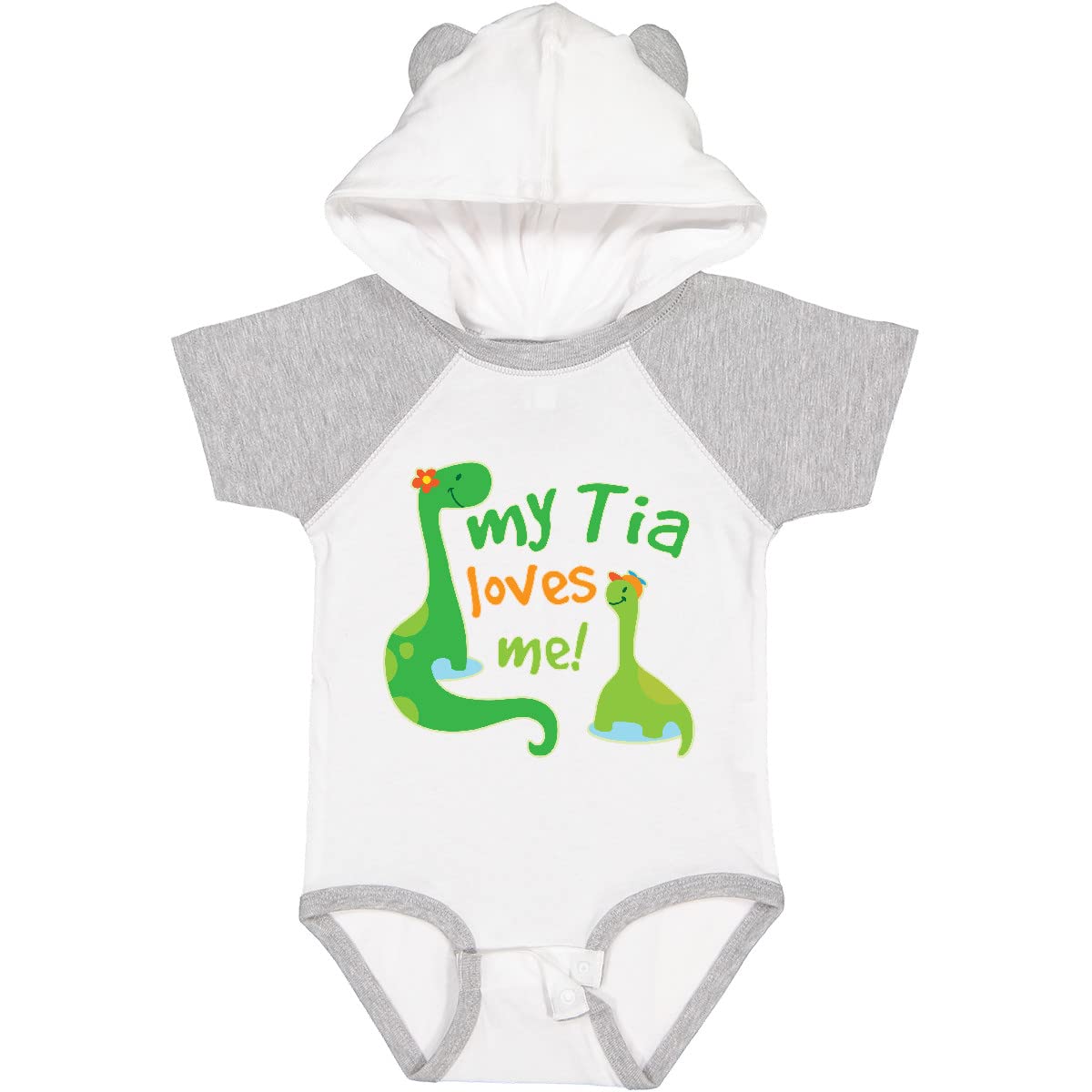 Inktastic My Tia Loves Me Dinosaur Baby Bodysuit - Cute Dinosaur Print Onesie for Infants & Toddlers - Perfect for Family Photos, Playdates & Everyday Wear