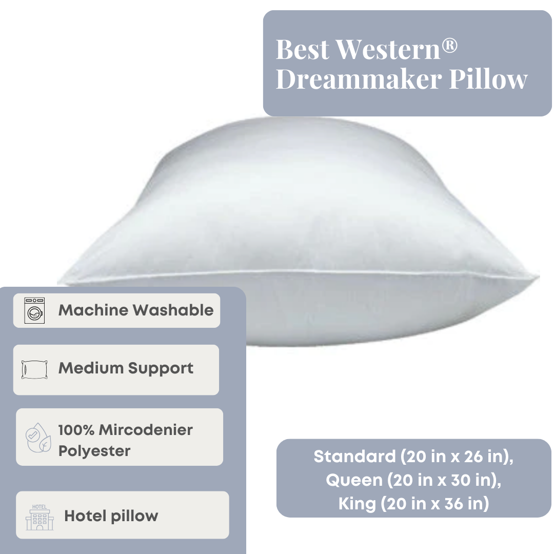 Best Western Dreammaker Pillow - Medium Support Pillow for Side & Back Sleepers | Hotel-Quality Comfort for Home Use