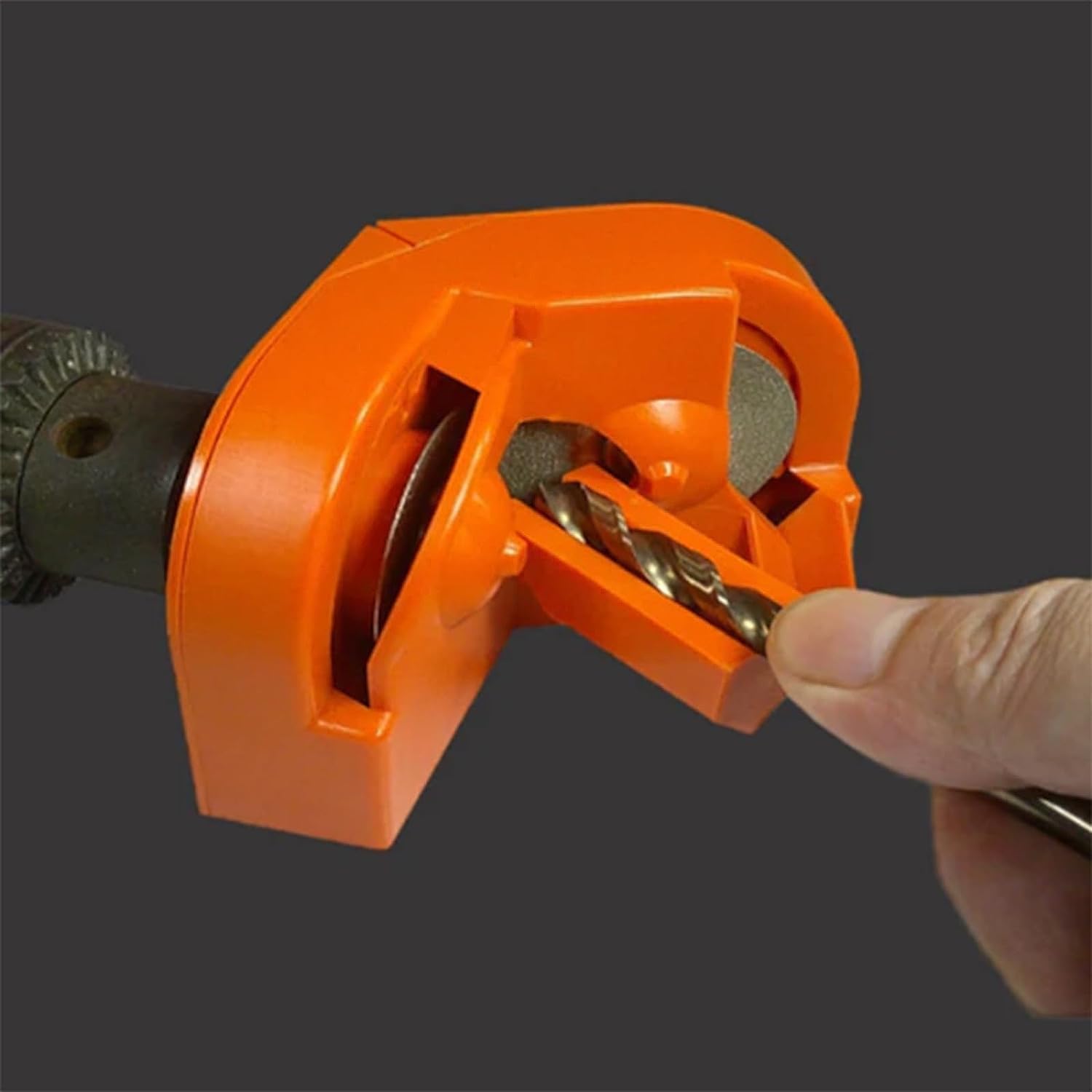 Ujicde Electric Drill Bit Sharpener - Multipurpose Grinding Tool for All Drill Bits, Twist, Cobalt & Carbide Bits | Portable Hardened Steel Sharpener (Orange) | Perfect for DIY Projects, Metalworking & Home Repairs