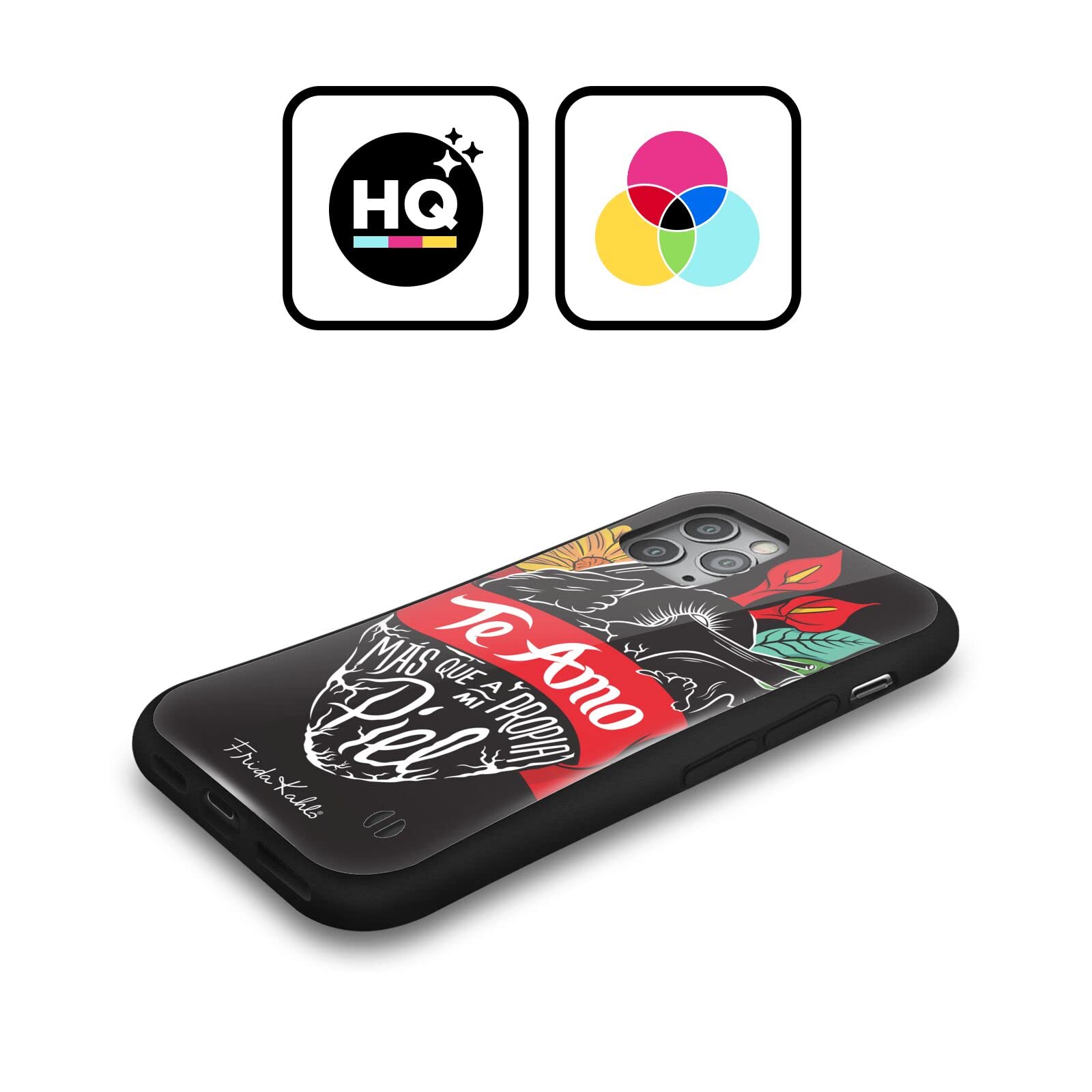 Officially Licensed Frida Kahlo Heart Typography Hybrid Phone Case for Apple iPhone 12/12 Pro - Artistic Protection for Everyday Use & Special Occasions