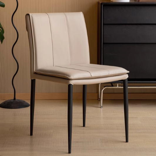 Premium Organic Leather Iron Light Luxury Soft Backrest Chair - Elegant Home Office & Lounge Seating for Comfort & Style