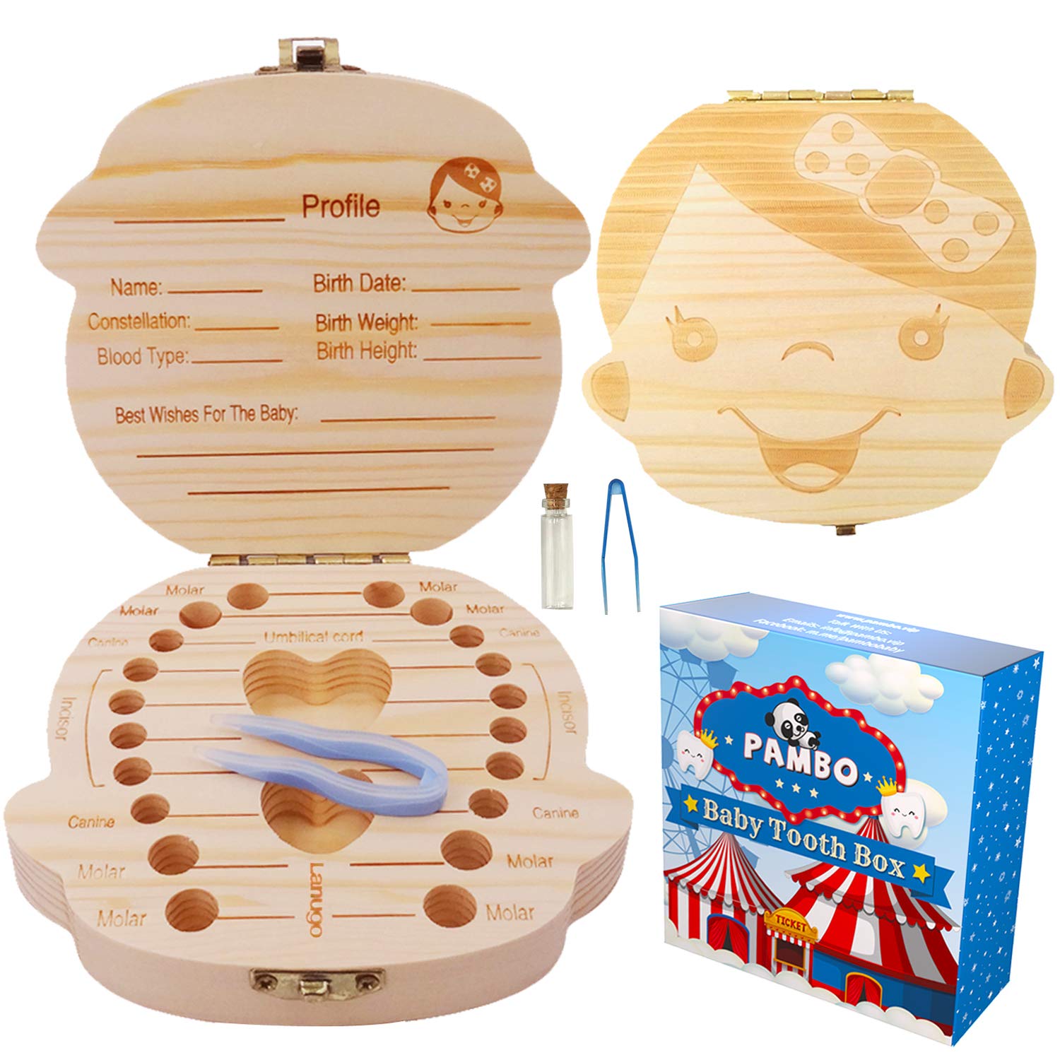 Wooden Baby Tooth Keepsake Box for Girls - First Tooth Storage & Memory Saver for Lost Teeth - Perfect Newborn Baby Shower Gift & Birthday Present (Great for Nursery Decor & Milestone Memories)