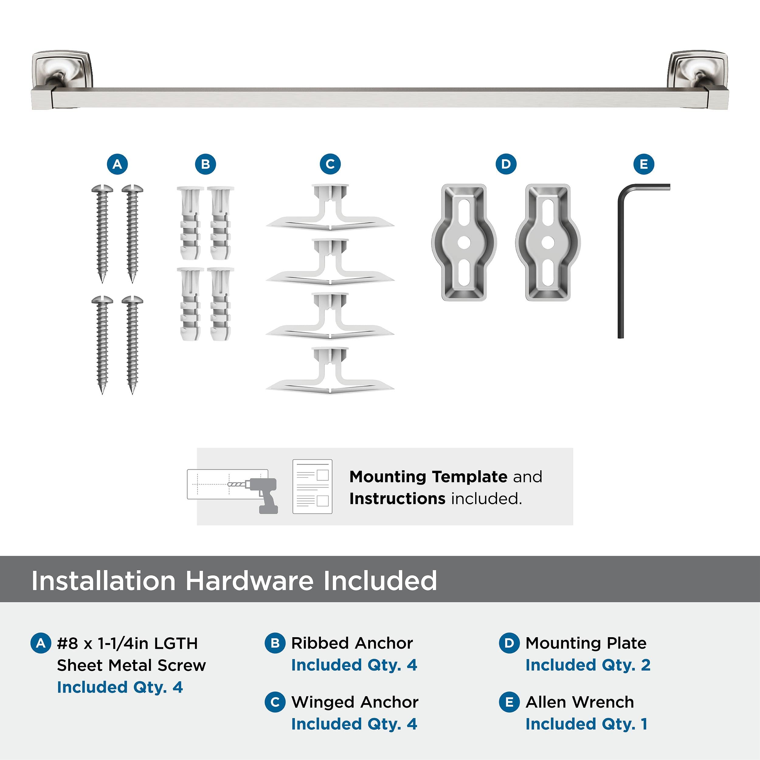 Amerock BH36094G10 Brushed Nickel 24-Inch Towel Bar - Modern Bathroom Towel Rack Holder for Bathroom, Spa, and Guest Room Decor | Durable Bath Hardware Accessories (610mm)