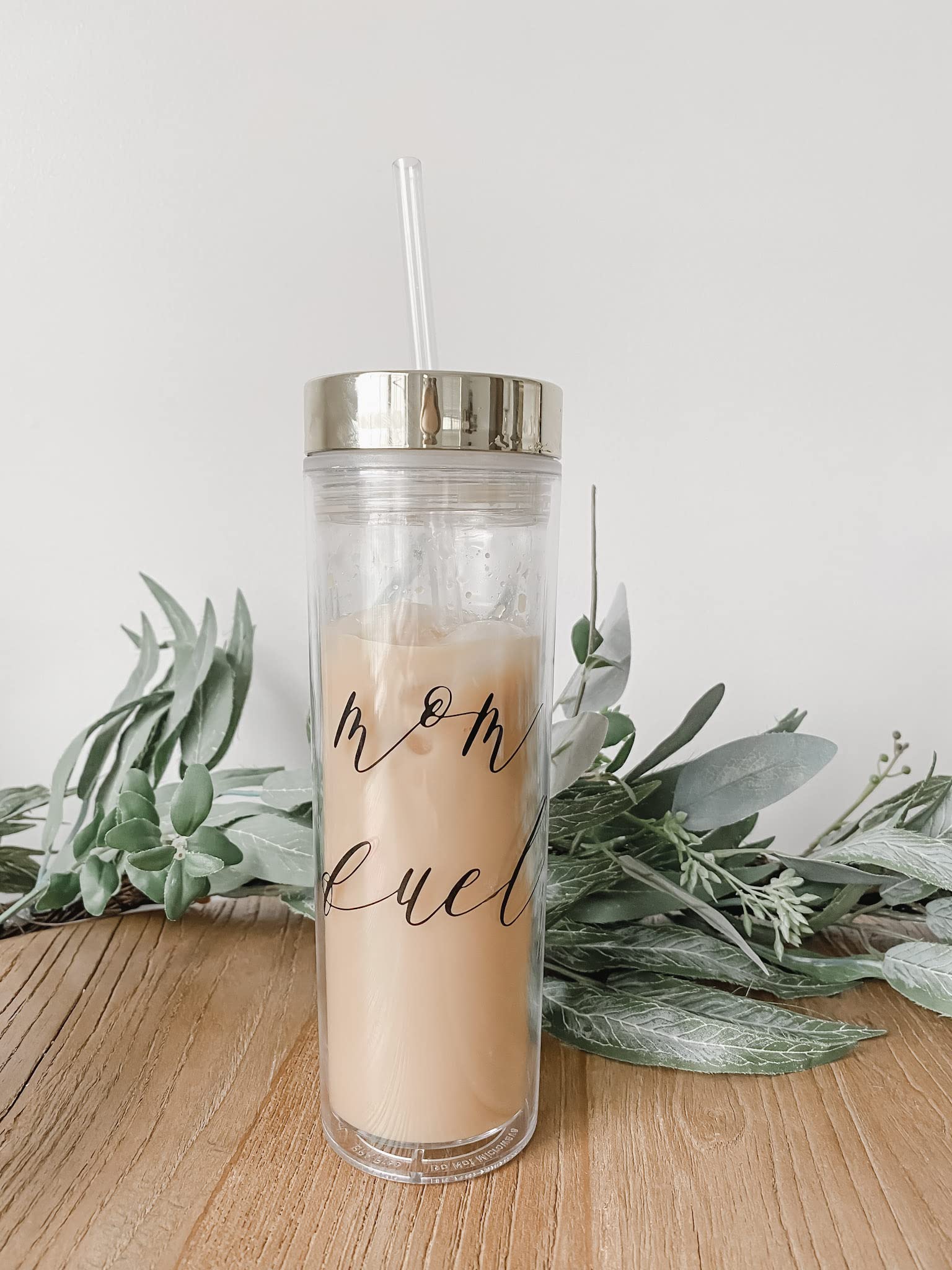 BPA-Free Clear Acrylic Tumbler with Lid - Insulated Water Bottle Fits Car Cup Holder - Perfect for Moms, Office, Gym & Summer Outdoor Activities