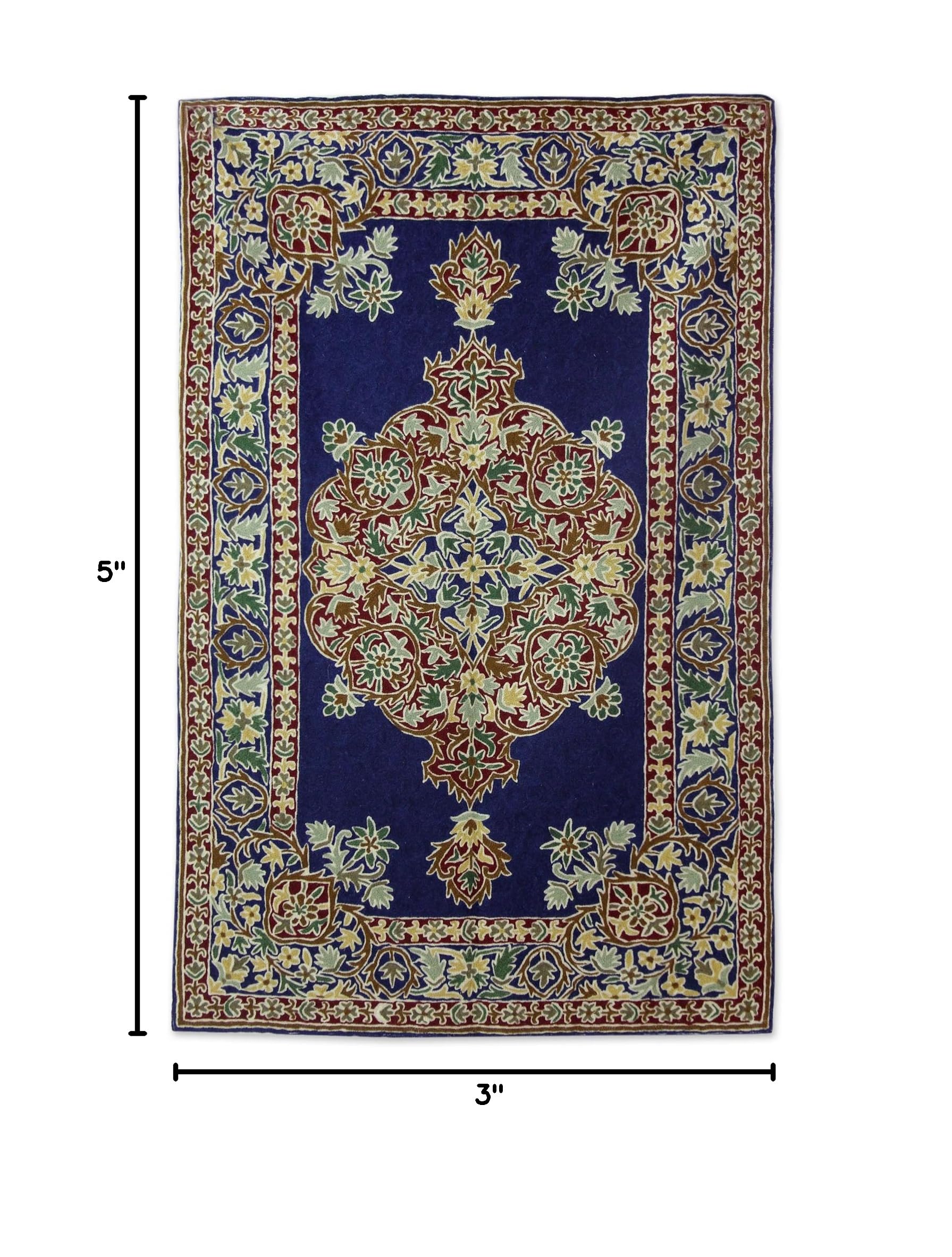 Handmade NOVICA Season of Flowers 3'x5' Wool Chain-Stitch Rug - Bohemian Home Decor for Living Room & Bedroom