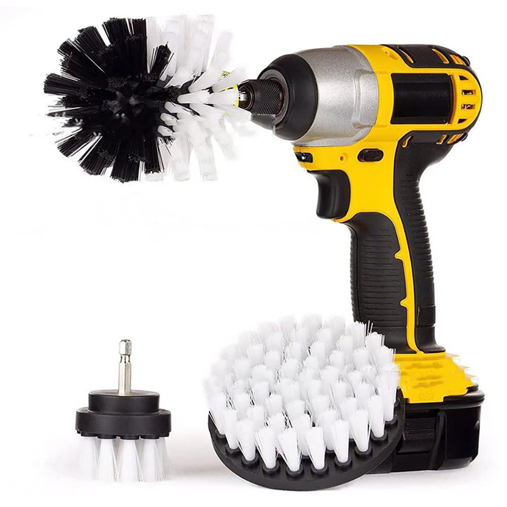 3-Piece Car Detailing Drill Brush Set - Soft Bristle (0.25mm) Wheel Cleaning & Power Scrubber Attachments for Car Carpets, Floor Mats, Kitchen, Bathroom - Perfect for Auto Detailing, Deep Cleaning & Household Scrubbing