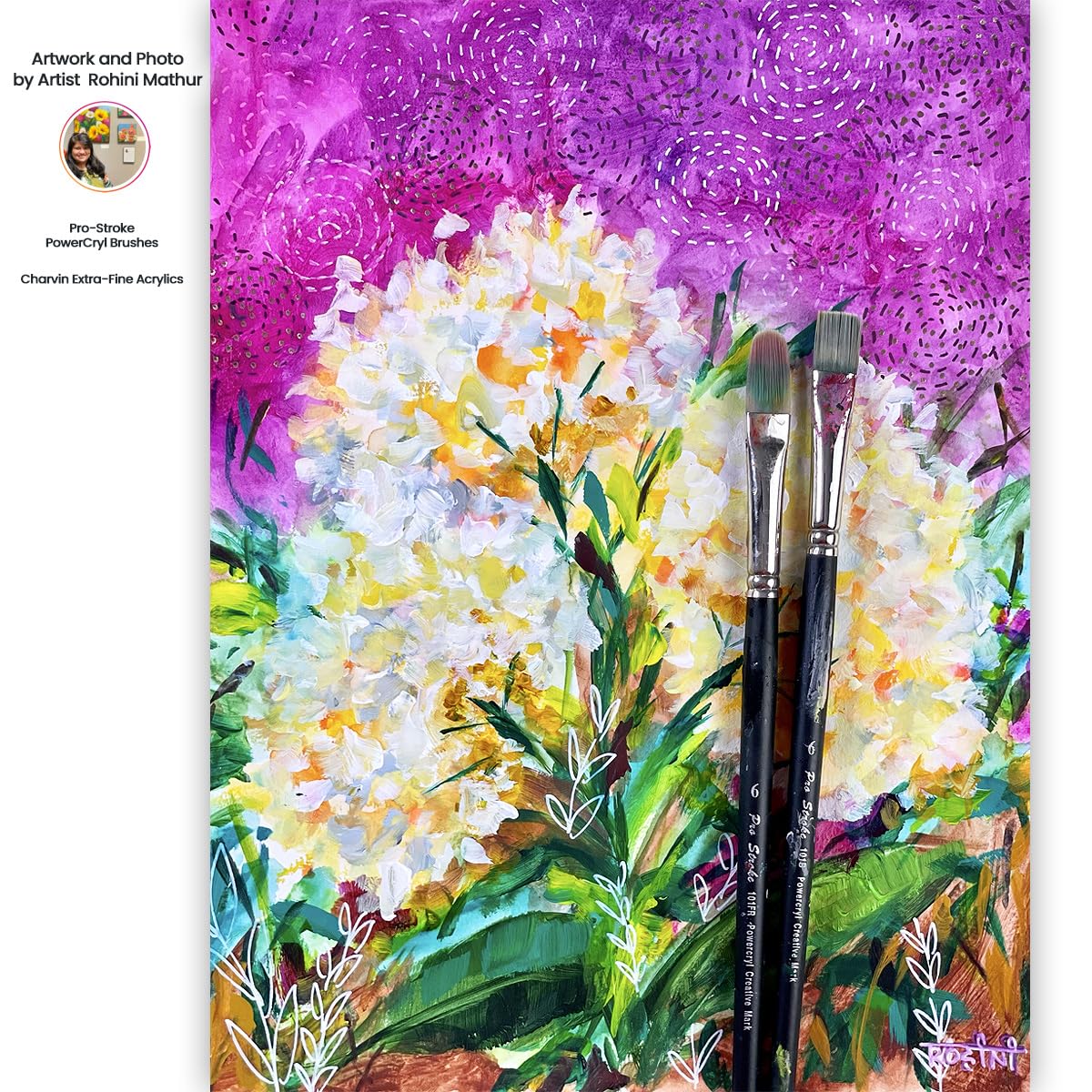 Creative Mark Powercryl Ultimate Acrylic Paint Brushes - Filbert #8 | Professional Artist Paint Brushes with 3 Synthetic Hair Diameters | Perfect for Heavy Acrylics & Water-Soluble Oils | Ideal for Canvas Painting, DIY Art Projects & Home Decor