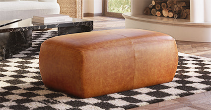 Premium Denver Leather Ottoman - Soft & Durable Footrest, Storage Bench - Perfect for Living Room, Bedroom, Home Decor & Relaxation