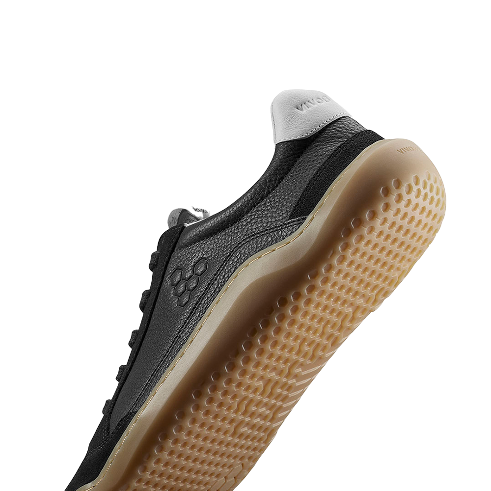Vivobarefoot Gobi II Women's Premium Leather Sneakers - Raven Black - Minimalist Barefoot Shoes for Walking, Running & Everyday Comfort