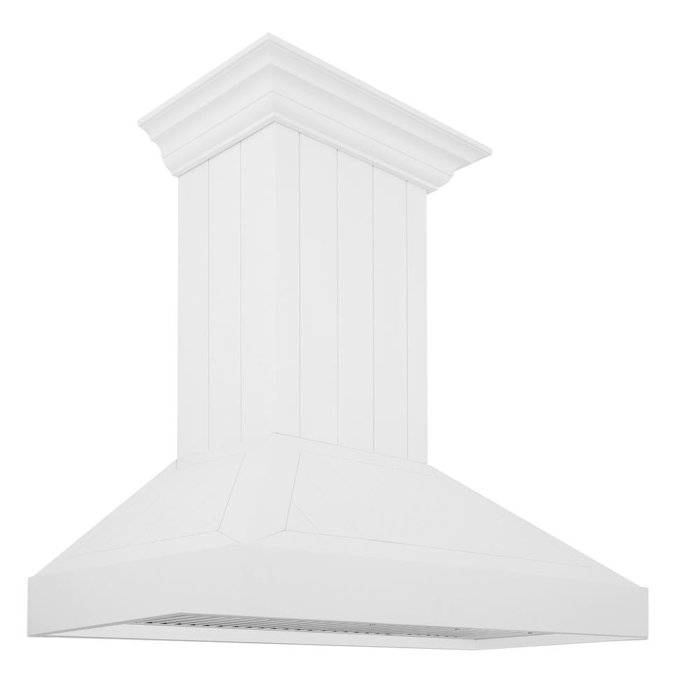 ZLINE 36 Inch Wooden Wall Mount Range Hood - Shiplap Bright White Finish (KPWW 36) | Powerful Kitchen Ventilation for Modern Farmhouse & Open Concept Homes