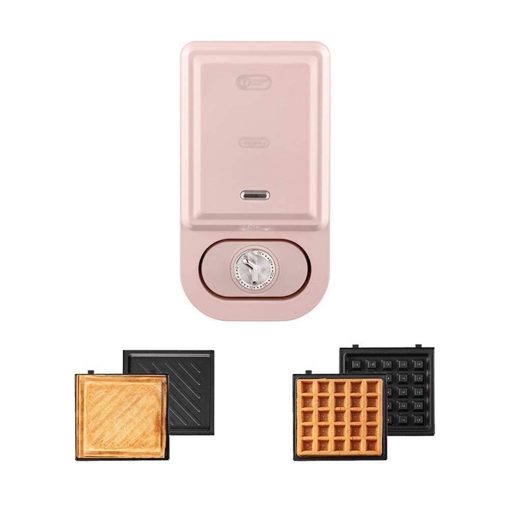 Pink Electric Sandwich Maker & Waffle Iron - 650W Panini Press with Timer & Temperature Control - Perfect for Breakfast, Snacks & Quick Meals - Ideal for Homes, Dorms & Offices (Style6)