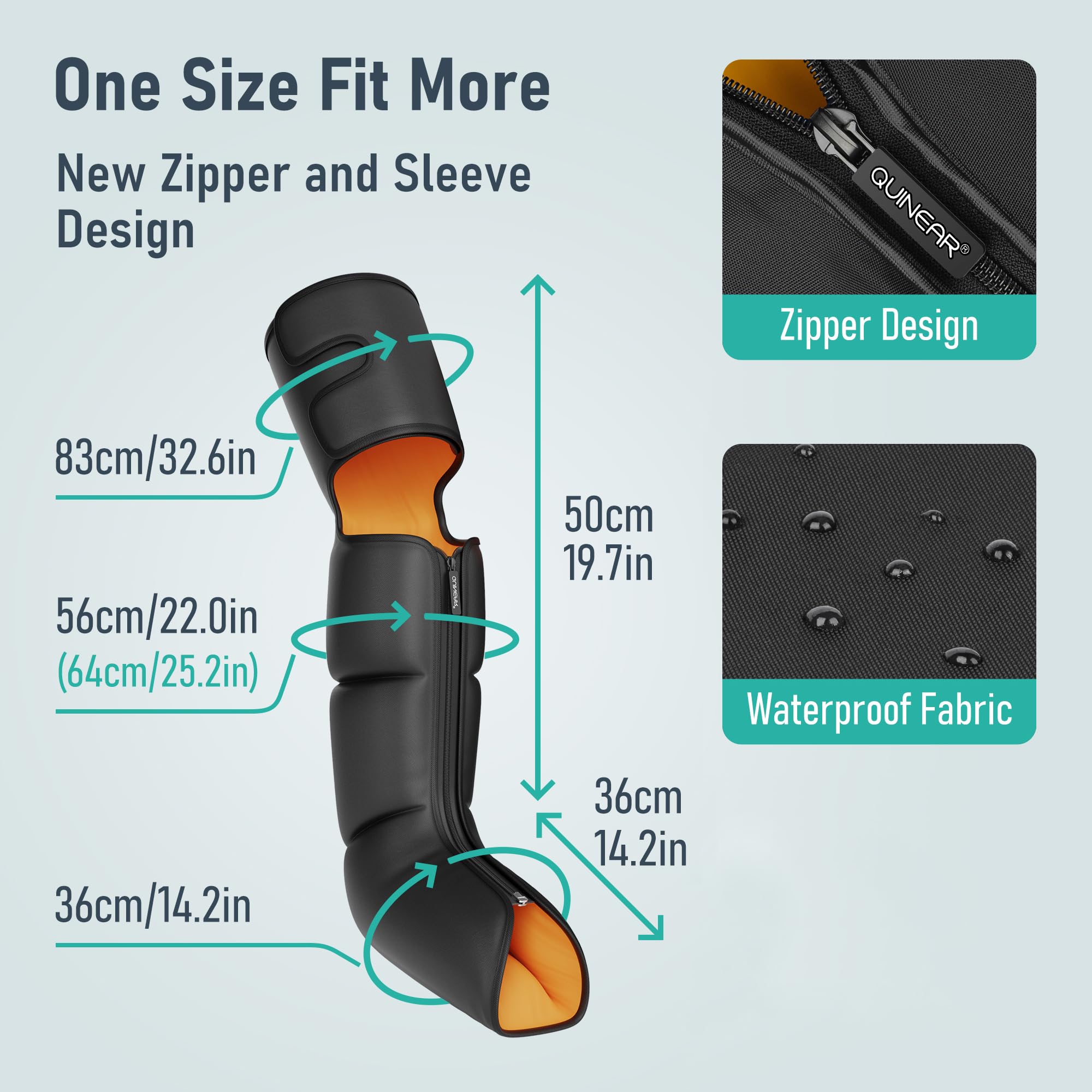 QUINEAR 3-in-1 Leg Massager for Foot, Calf & Thigh - Compression Therapy with Timer - Relieves Swollen Legs, Edema & RLS Pain - Perfect for Home Use, Office Relaxation & Post-Workout Recovery