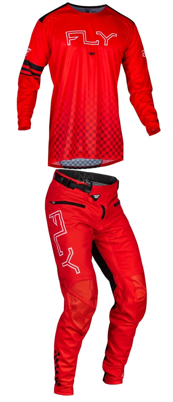 Fly Racing RAYCE Red Cycling Jersey & Pants Set - Men's Bike Riding Outfit for Mountain & Road Biking - Perfect for Training, Racing & Outdoor Cycling Adventures