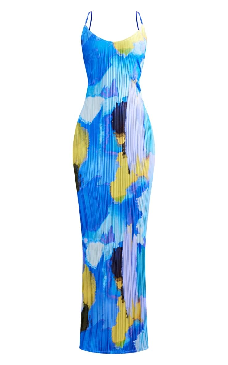 VECVOC Women's Cowl Neck Maxi Dress with Pleated Detail - Sexy Strap Shoulder Summer Wedding Guest Dress for Beach Parties & Formal Occasions