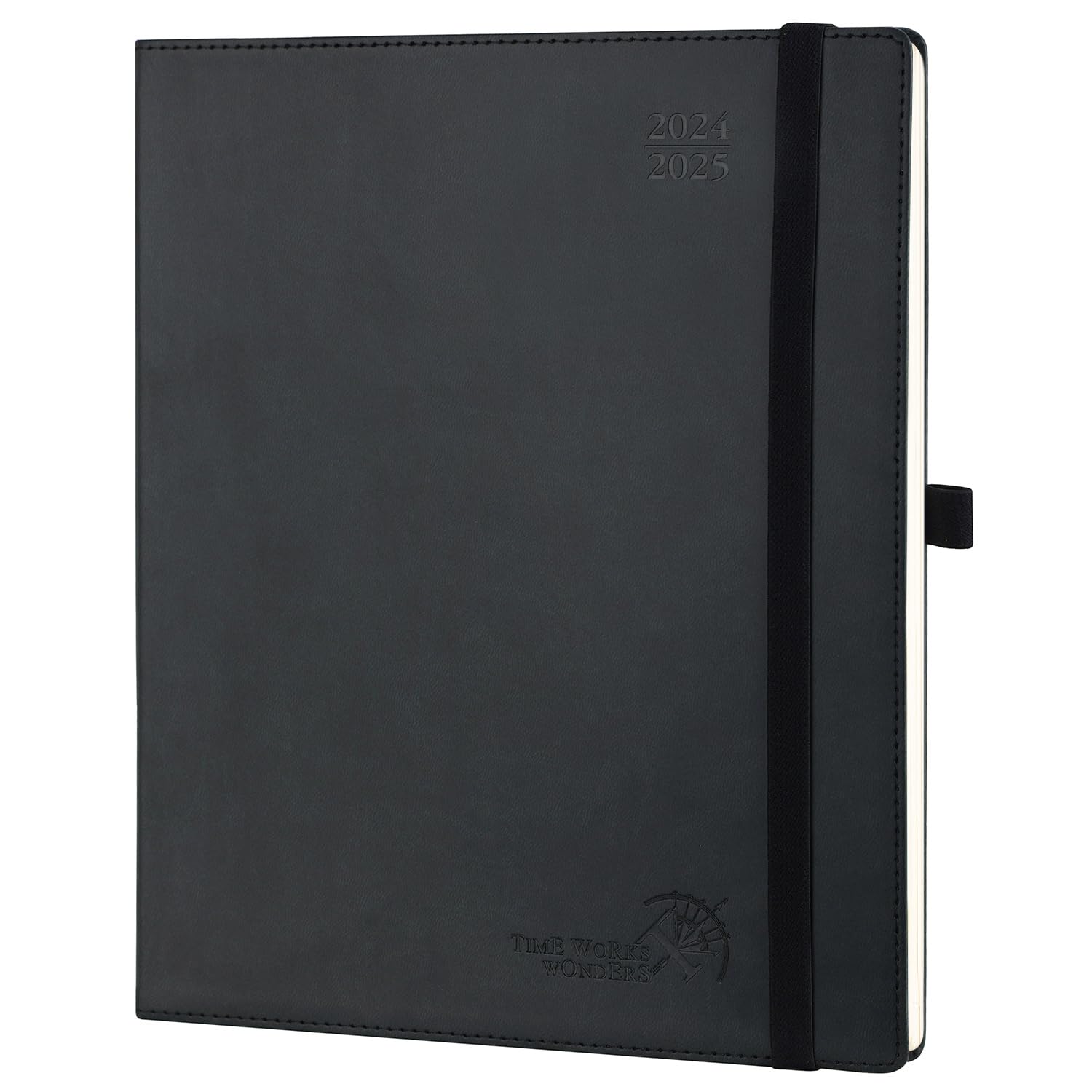 POPRUN 2025 Weekly Planner - 17 Month Large Diary (Aug 2024-Dec 2025) with Soft Cover, 26.5x21.5cm Vertical Layout - Perfect for Business, School & Personal Organization (Black)