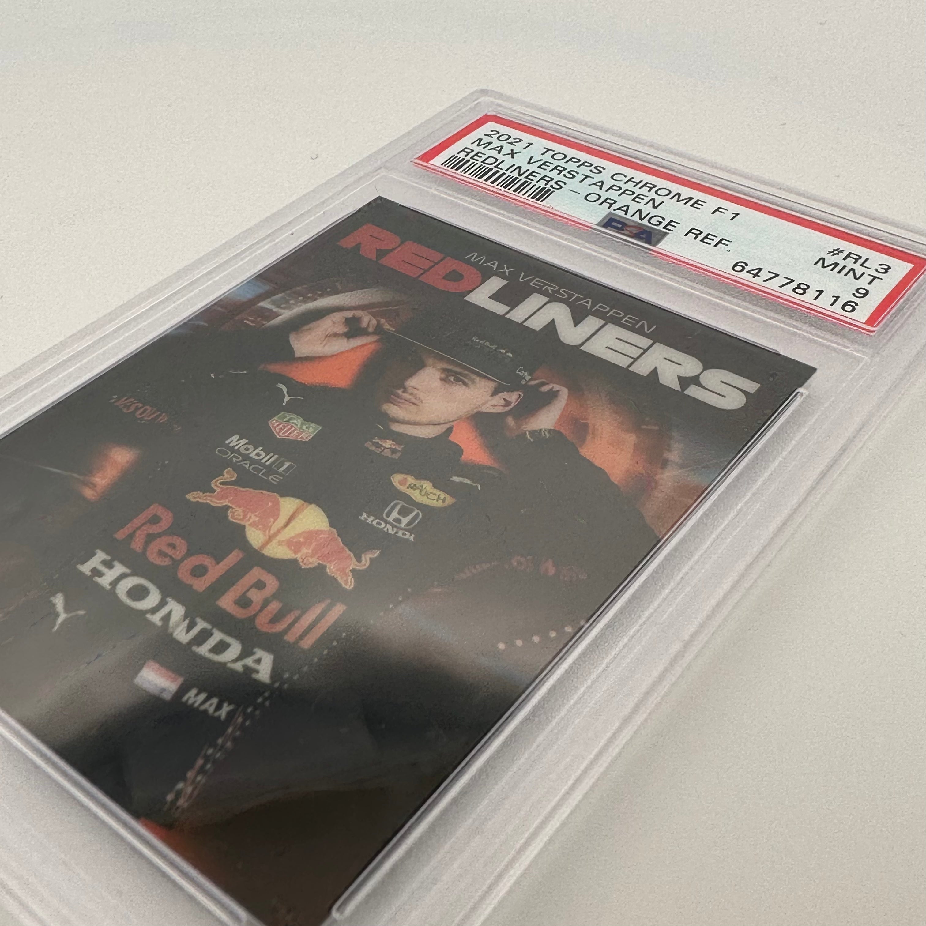 PSA 9 Graded MAX VERSTAPPEN #RL3 REDLINERS ORANGE REFRACTOR 10/25 - Rare Trading Card for Collectors & Sports Fans - Perfect for Display, Investment & Memorabilia Collections