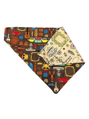 Reversible Slip-On Dog Bandana for Small, Medium, Large & XL Dogs - Easy Collar Bandana with Friends Design - Perfect for Walks, Pet Photos & Special Occasions