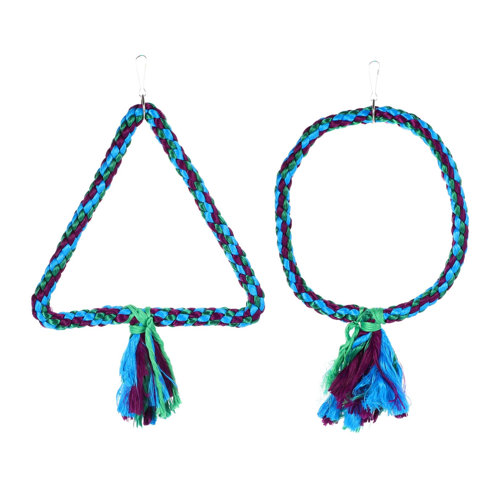 2pcs Parrot Swing Toy for Macaw, Parakeet & Pet Birds - Cotton Rope Chewable Climbing Perch & Triangle Swing Accessories - Perfect for Bird Cages, Play Gyms & Enrichment Activities