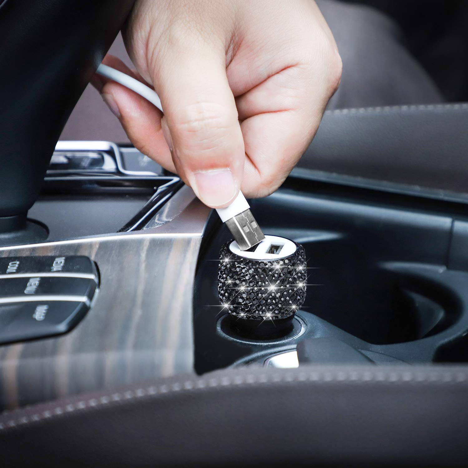 Dual USB Car Charger Fast Charging - SAVORI Bling Rhinestone Crystal Car Adapter for iPhone Xs Max/X/Plus, iPad Pro/Mini, Samsung Galaxy - Perfect for Road Trips & Daily Commute