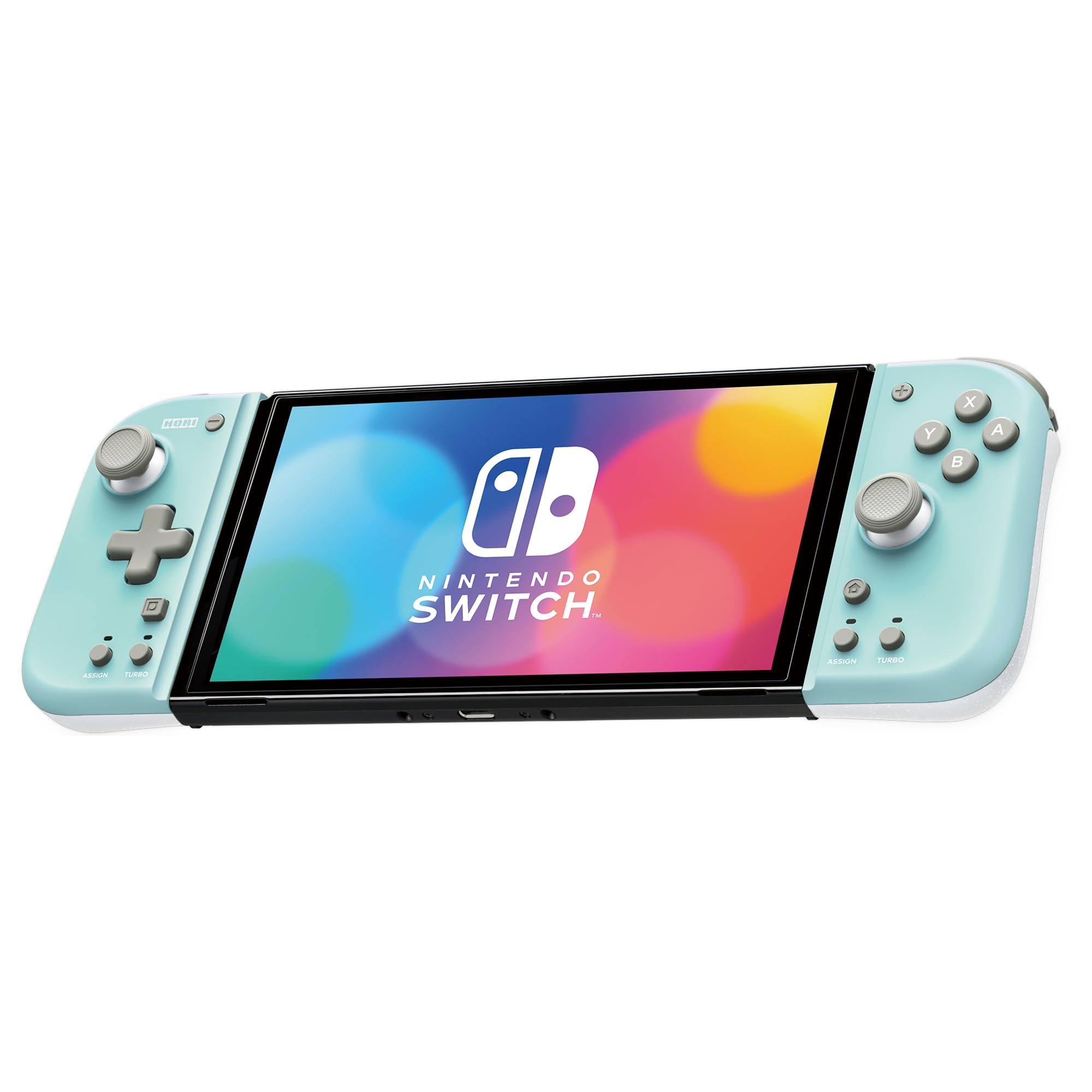 HORI Nintendo Switch Split Pad Compact (Mint Green x White) - Ergonomic Handheld Controller for Switch Lite & OLED - Officially Licensed by Nintendo - Perfect for Travel Gaming & Long Play Sessions