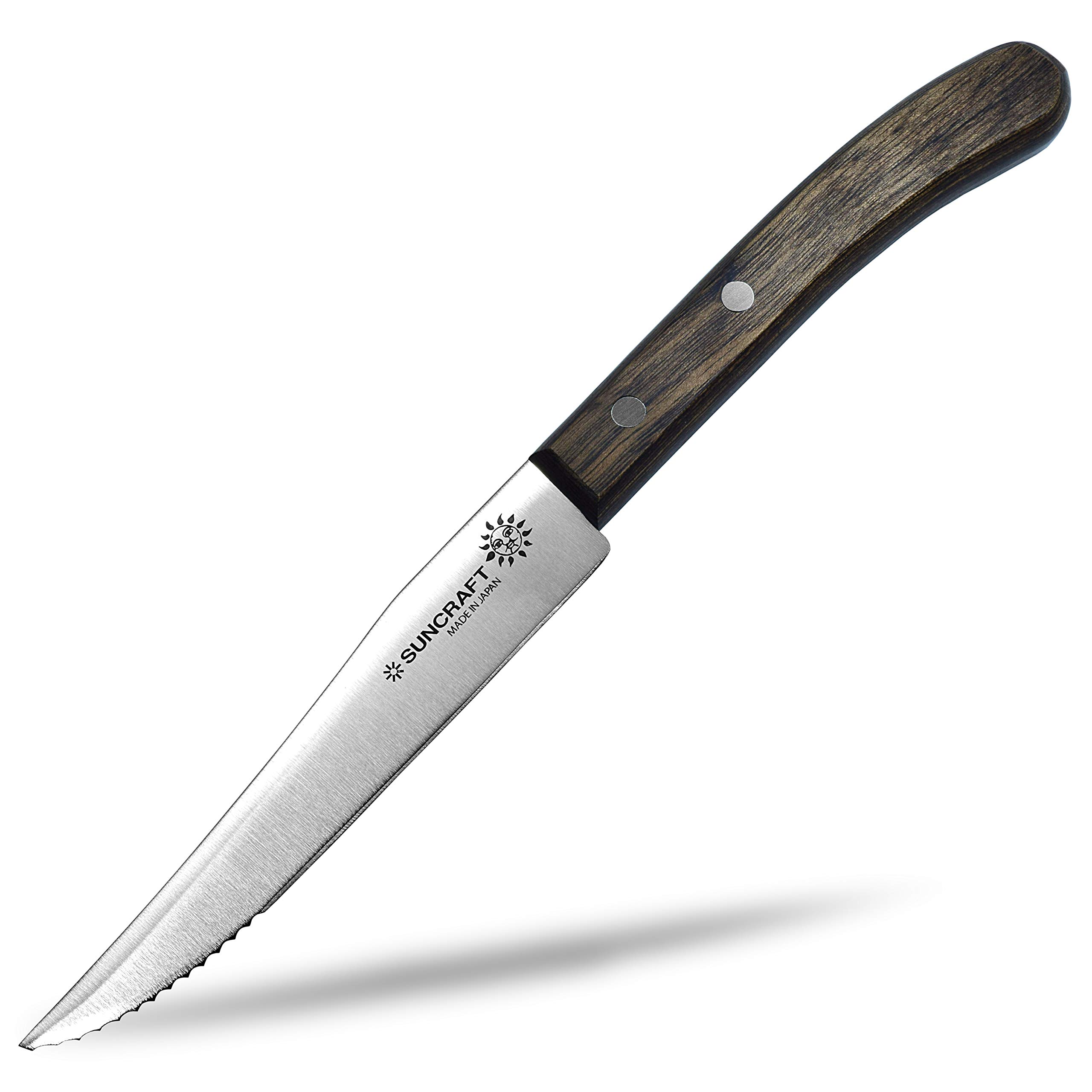 WW200 Japanese Utility Small Bread Knife - Stainless Steel Fruit & Meat Knife with Brown Wood Handle (4.5 inch/115mm) - Perfect for Slicing Bread, Fruits, Cheese, Cakes & Deli Meats - Ideal for Kitchen, Camping & Picnic Use